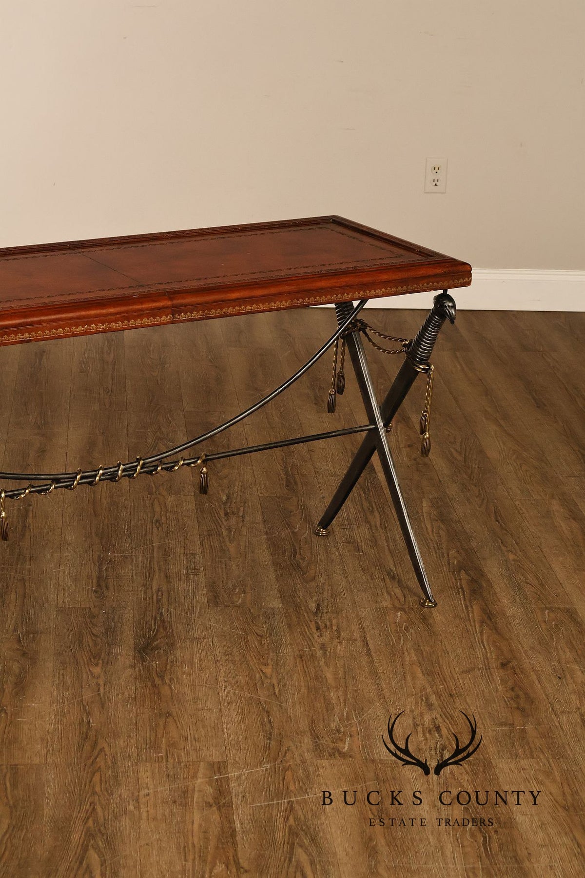 Maitland Smith Leather Top Sword Console