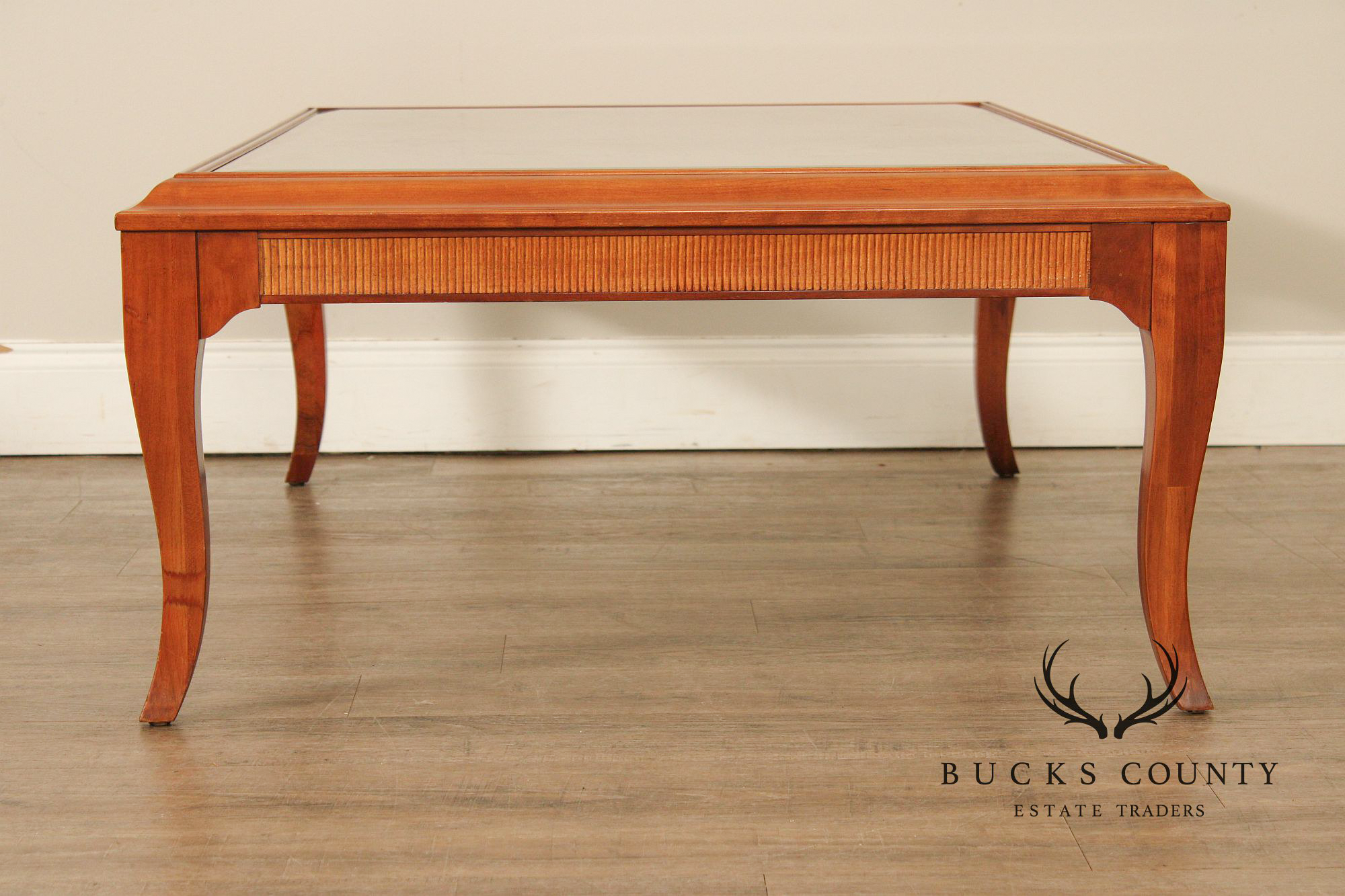 Lane Furniture Glass Top Cherry Coffee Table