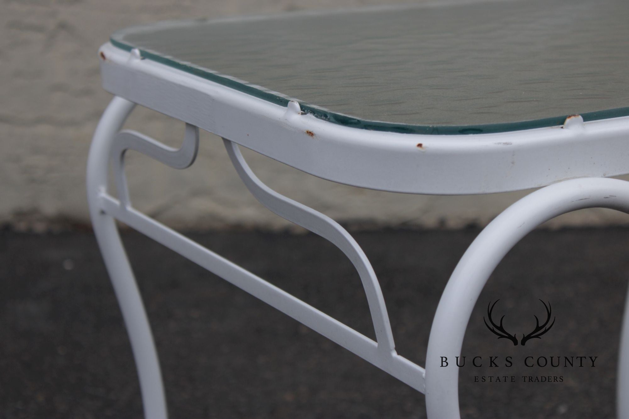 Woodard Glass Top Wrought Iron Patio Side Table
