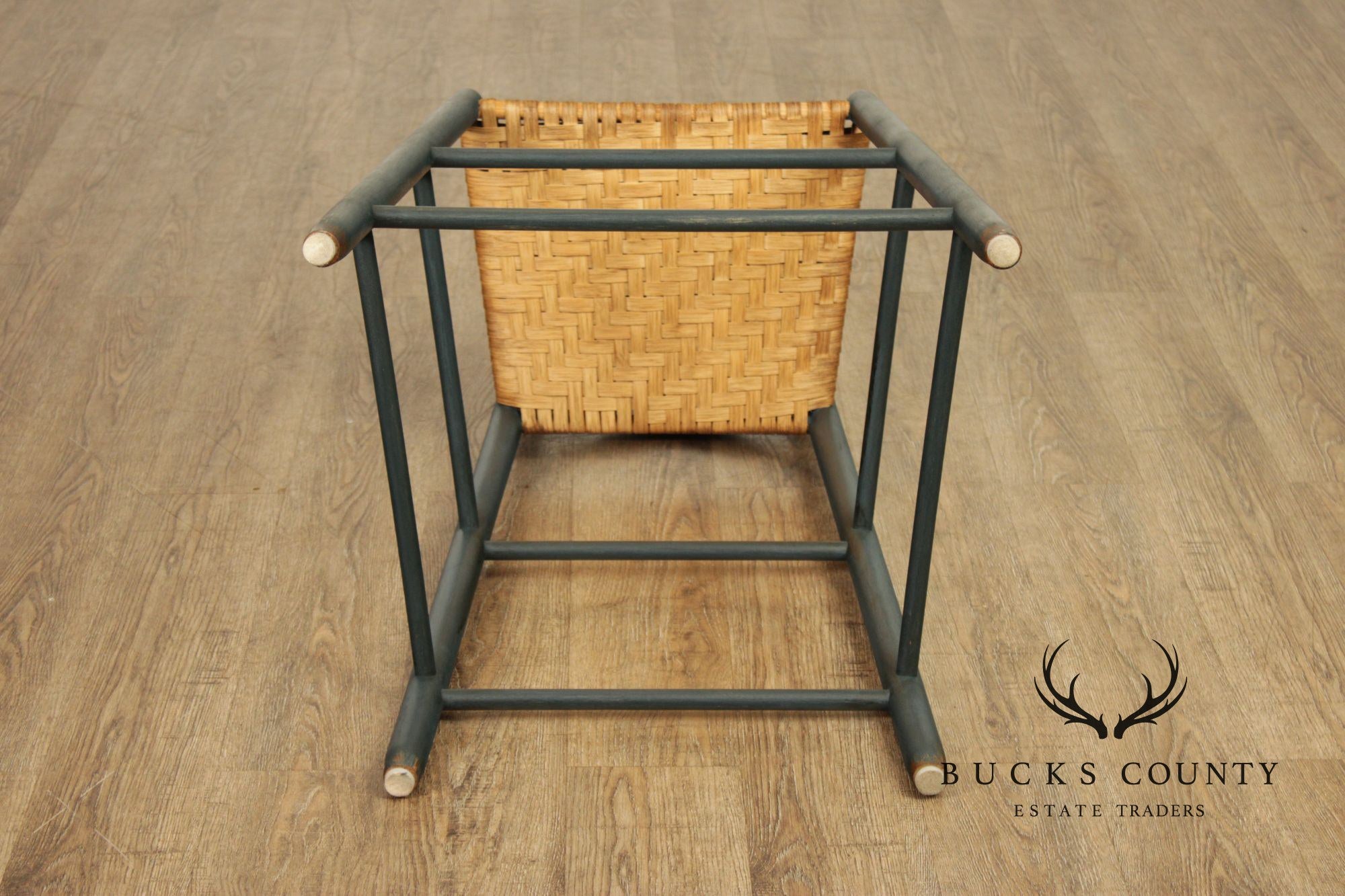 Farmhouse Style Set of Four Rush-Seat Bar Stools