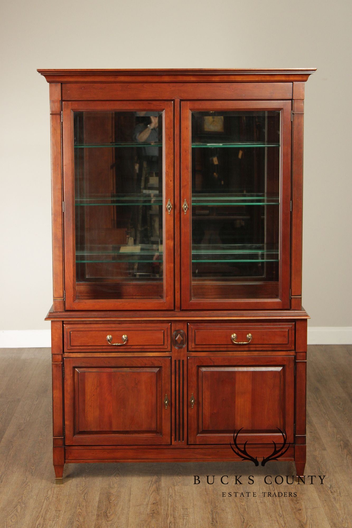 Harden Solid Cherry Lighted Display China Cabinet