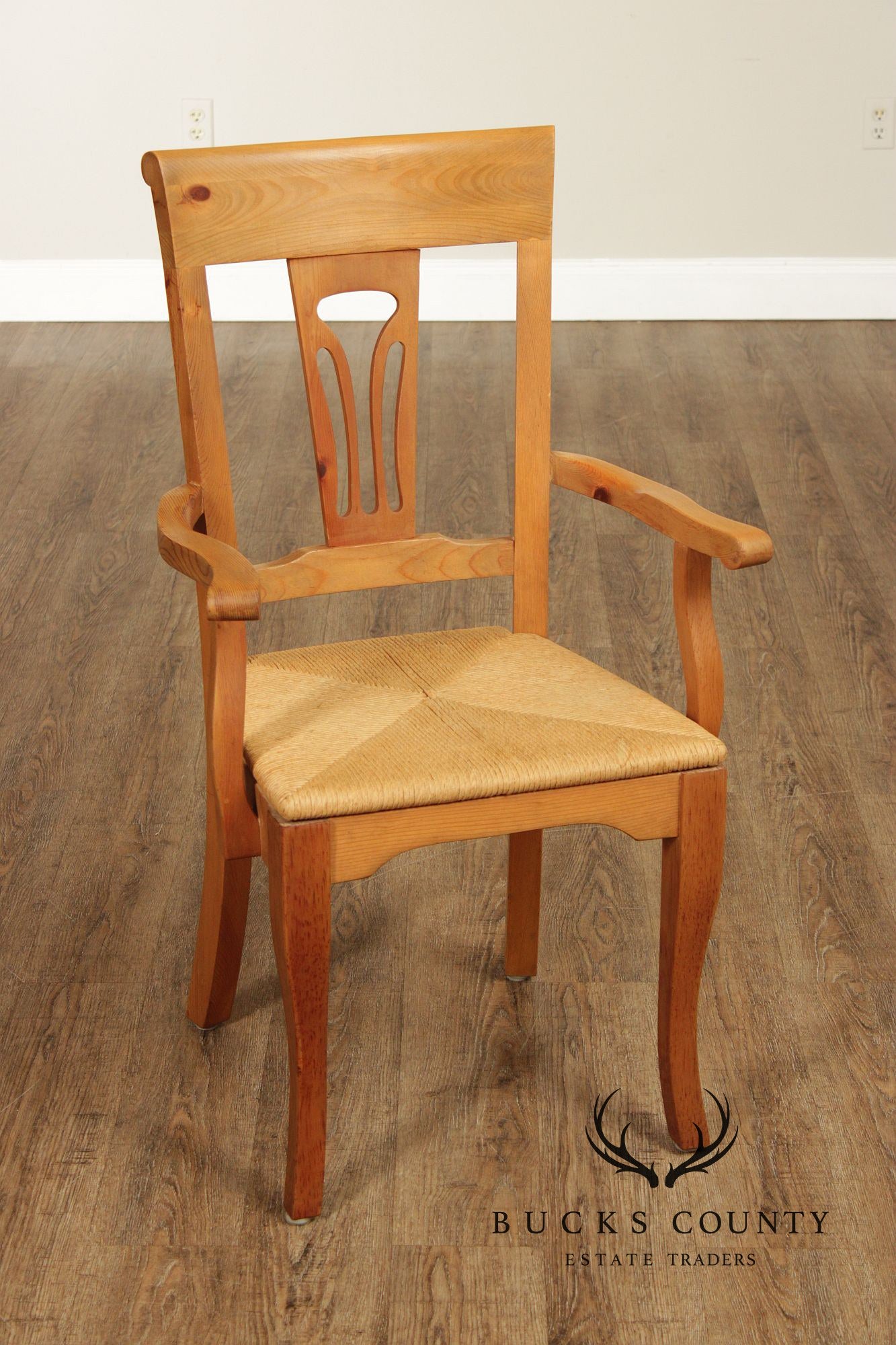 French Country Style Set Of 6 Rush Seat Dining Chairs