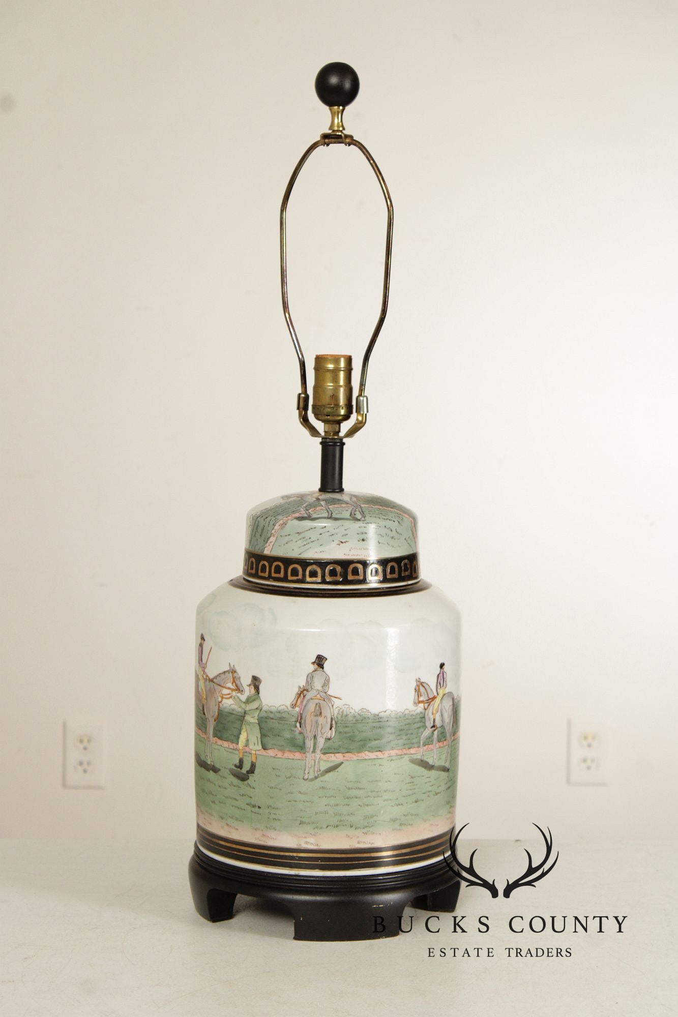 Equestrian Porcelain Ginger Jar Table Lamp