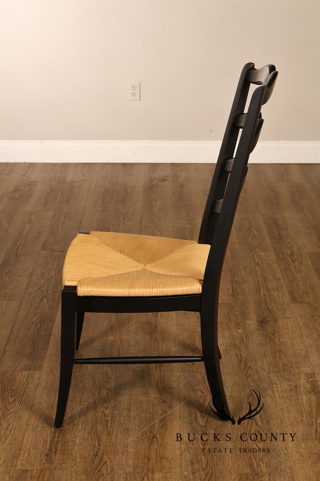 Ethan Allen 'Maison' Set of Seven French Country Style Rush Seat Dining Chairs