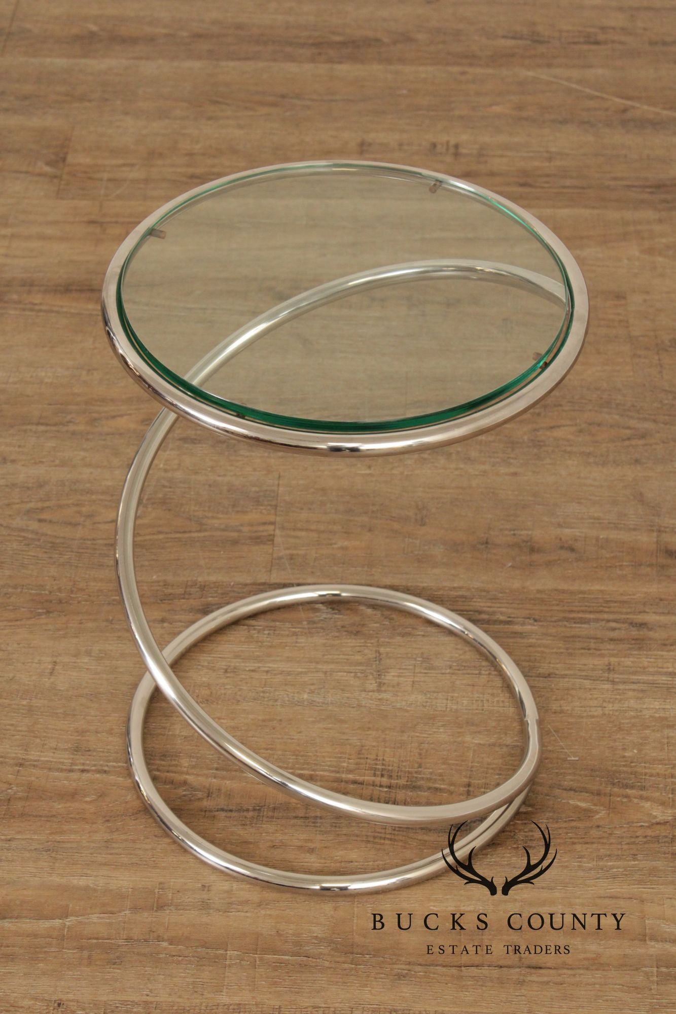 Pace Collection Modern Glass Top Spiral Side Table