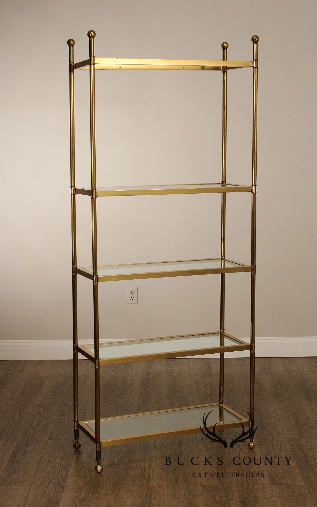Mid Century Modern Brass and Glass Etagere Bookshelf
