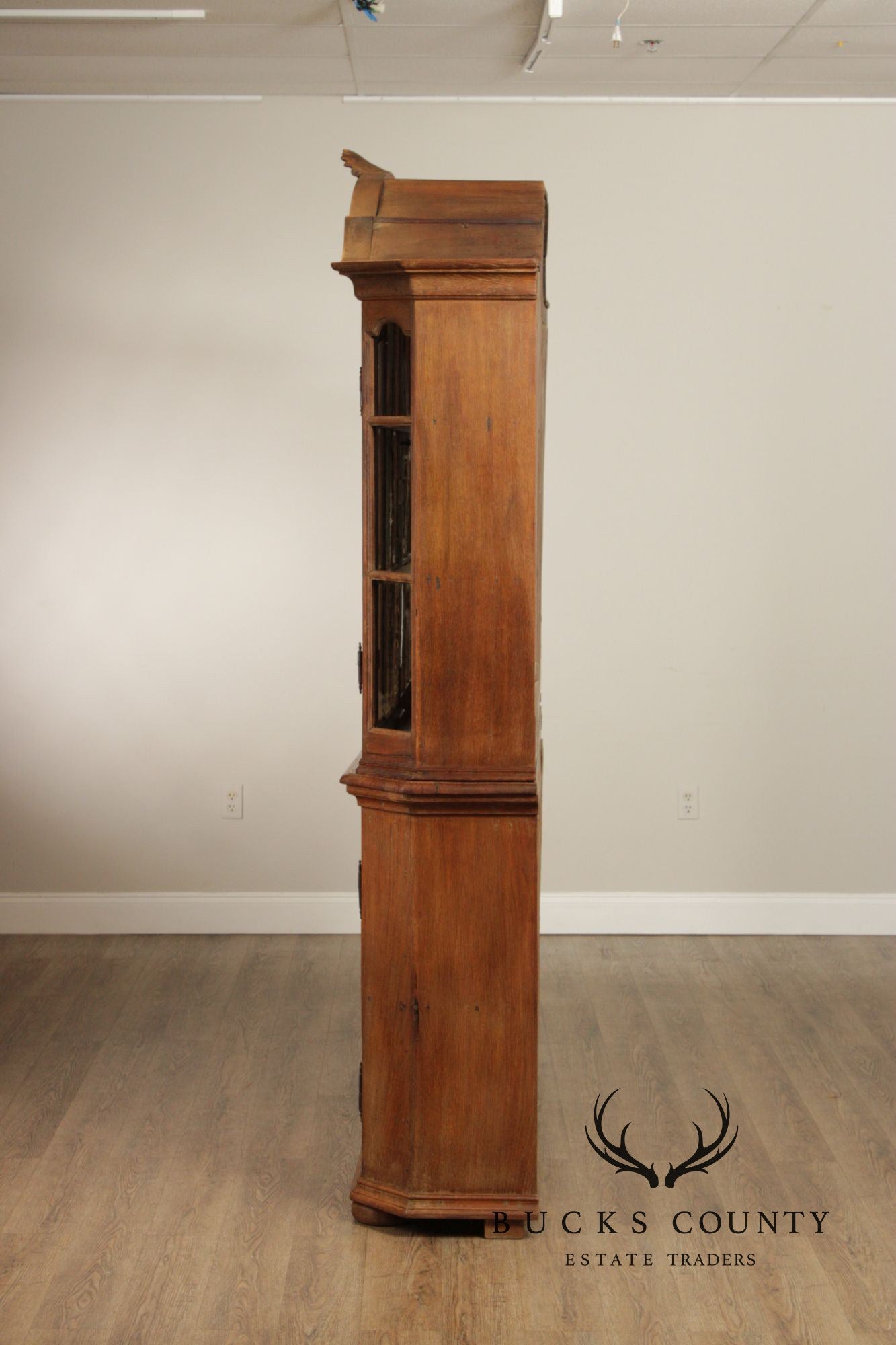 Antique 18th Century German Oak Baroque Vitrine Display Cabinet