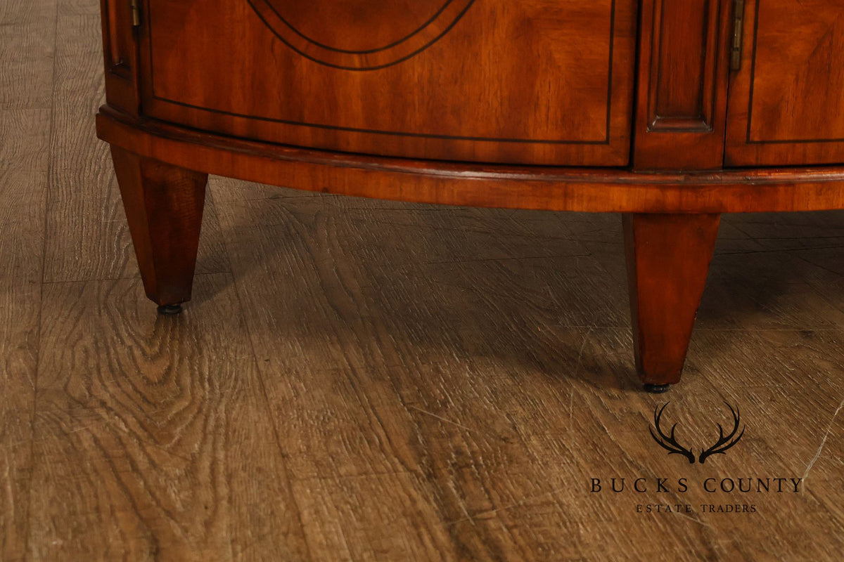 Ethan Allen Regency Style Inlaid Mahogany Demilune Console