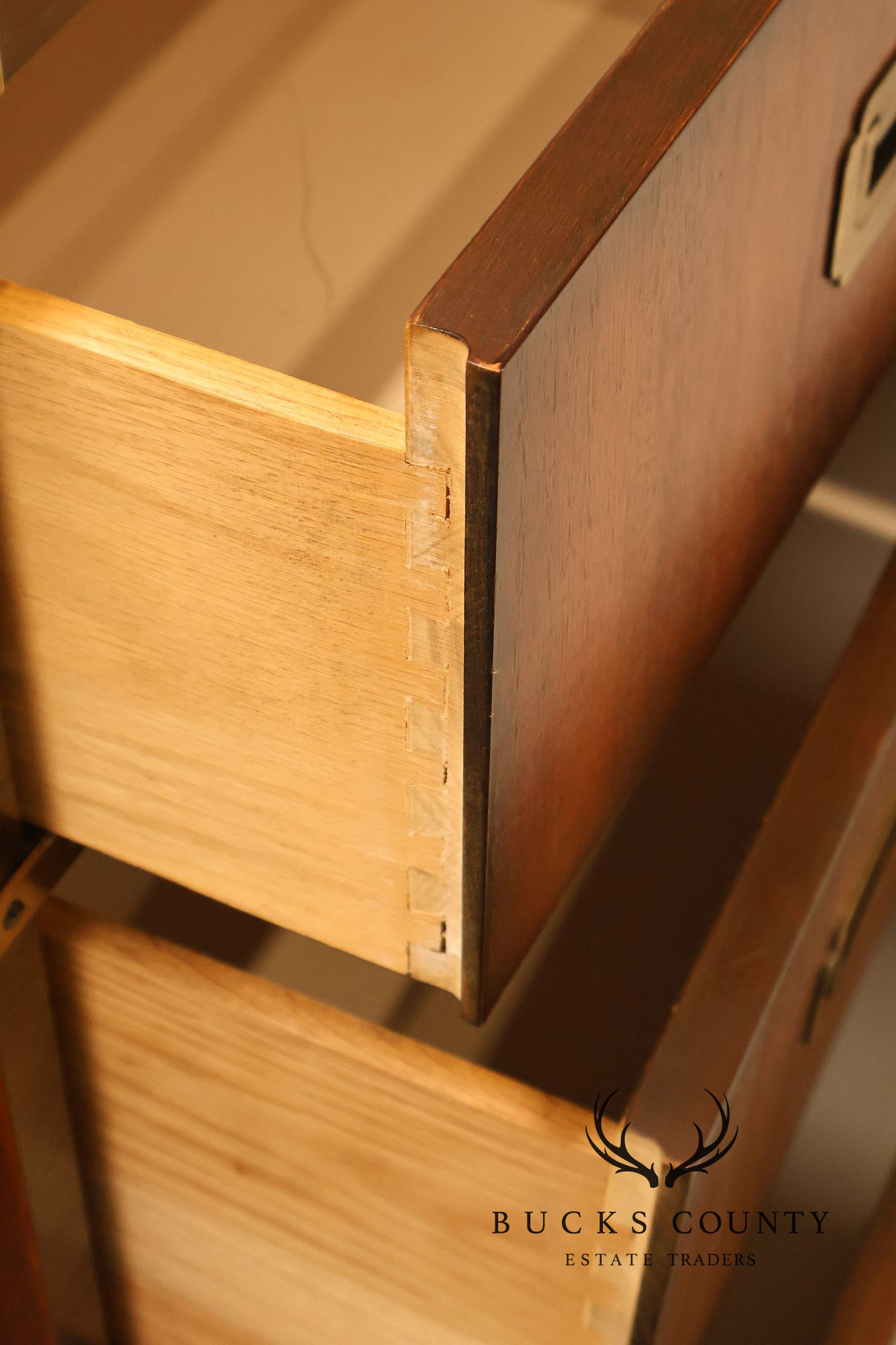 Lane Campaign Style Walnut Chest Of Drawers