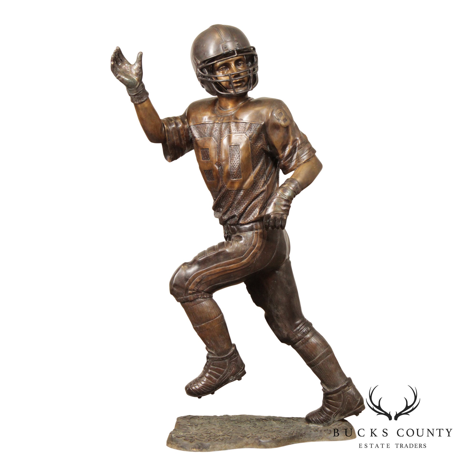 Bronze Garden Statue Of A Football Player