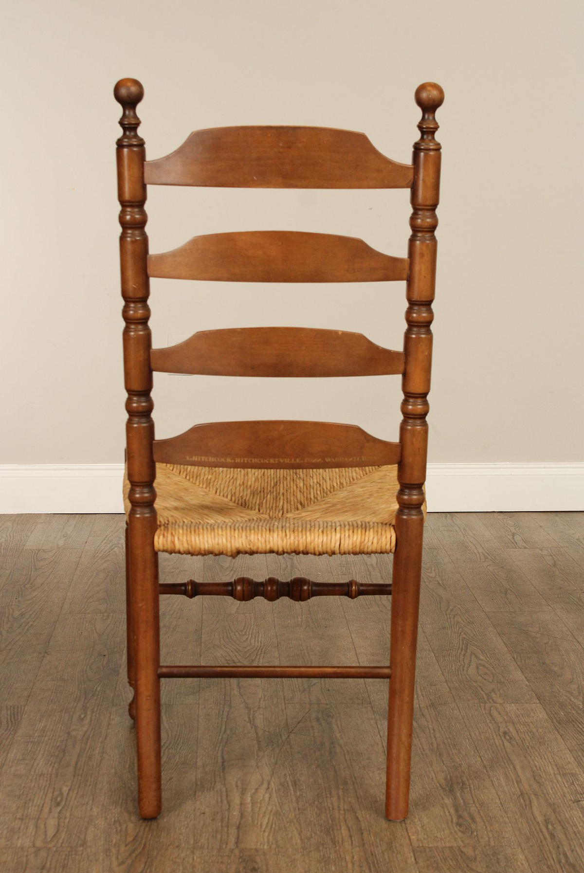 L. Hitchcock Early American Style Set of Four Rush Seat Dining Chairs