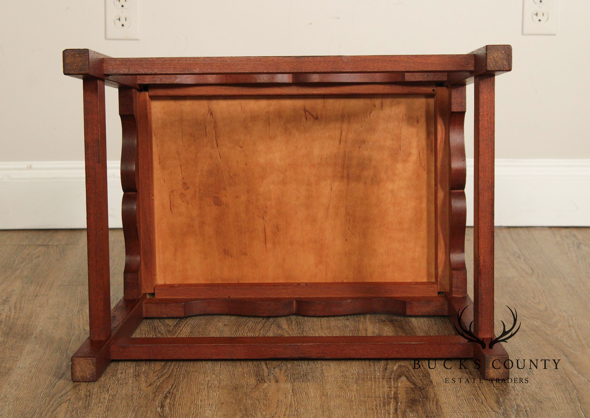 Arts & Crafts Leather Seat Oak Stool