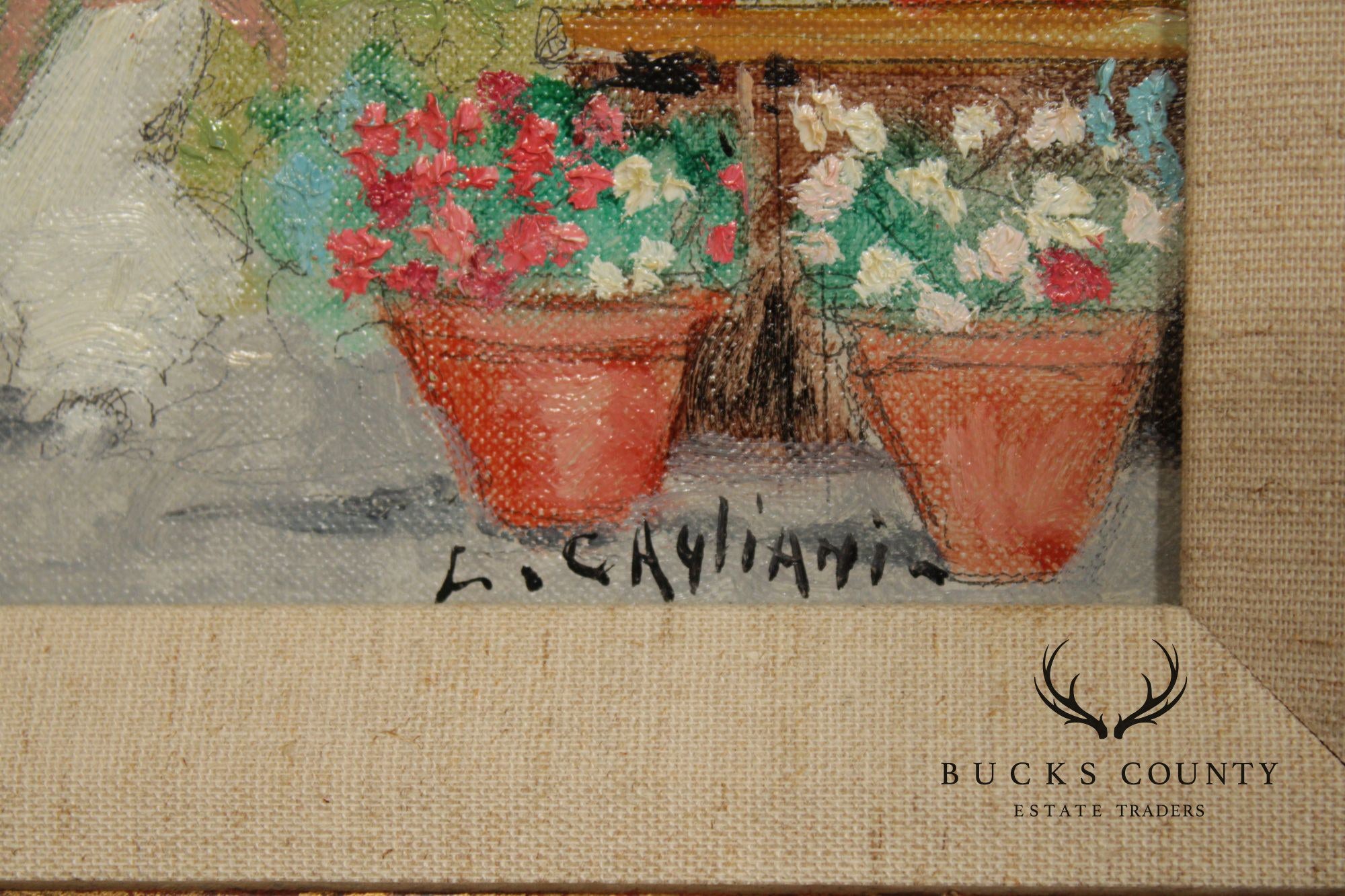 'Luigi Cagliani' Set Of 3 Small Oil Paintings In Heavy Gold Frames