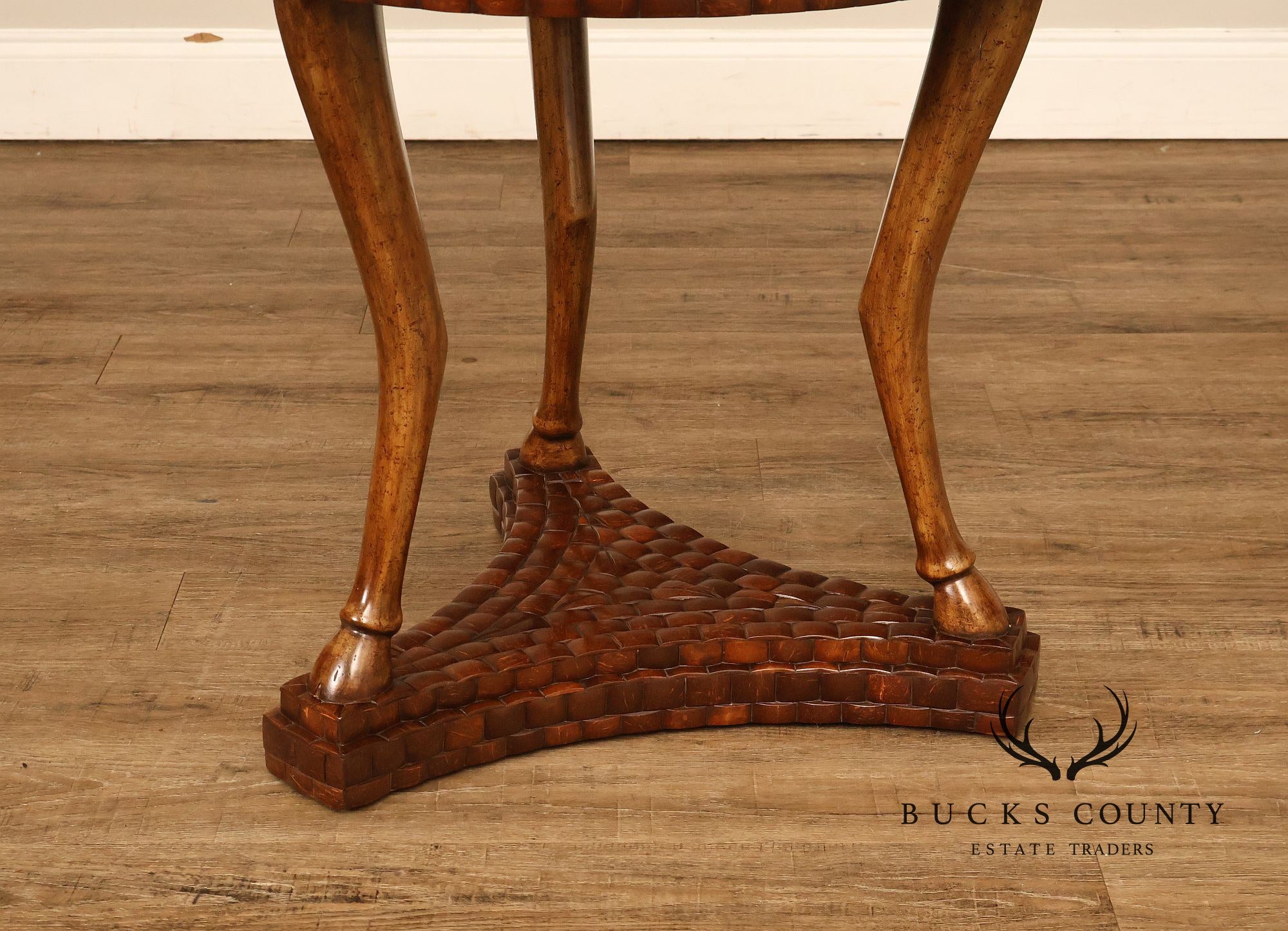 Maitland-Smith Pair Of Woven Top Round End Tables