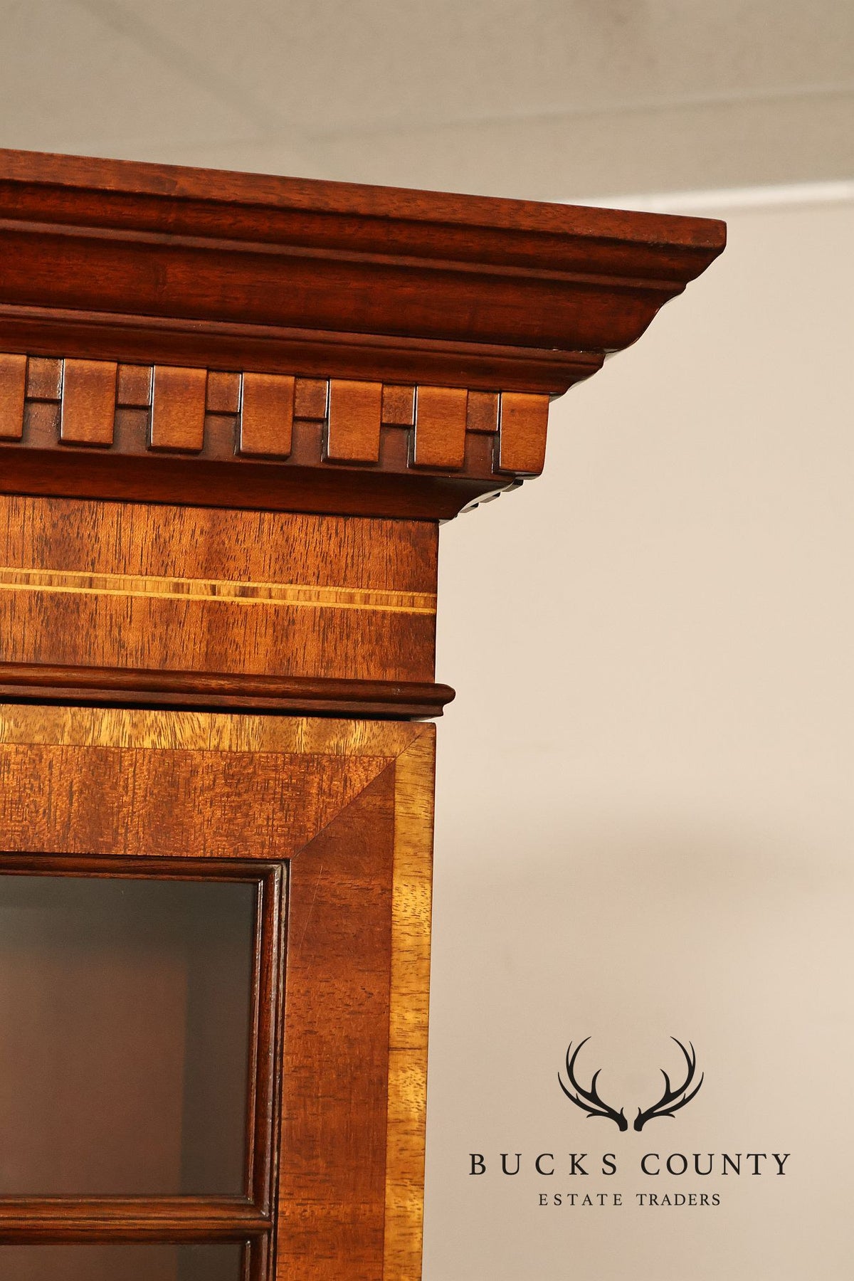 Councill Georgian Style Banded Mahogany Breakfront Bookcase