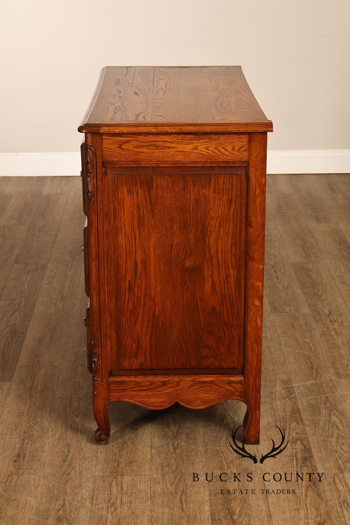 French Louis XV Style Carved Oak Chest Of Drawers