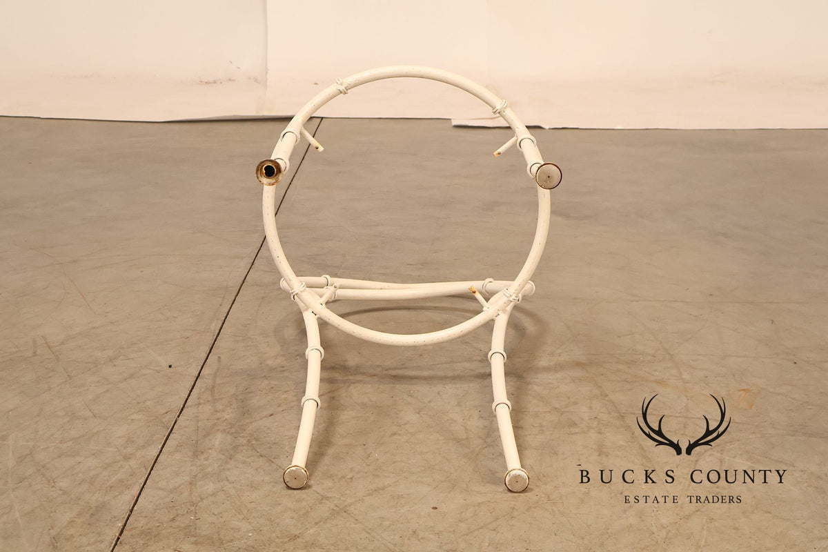 Vintage White Painted Wrought Iron Outdoor Chair Frame