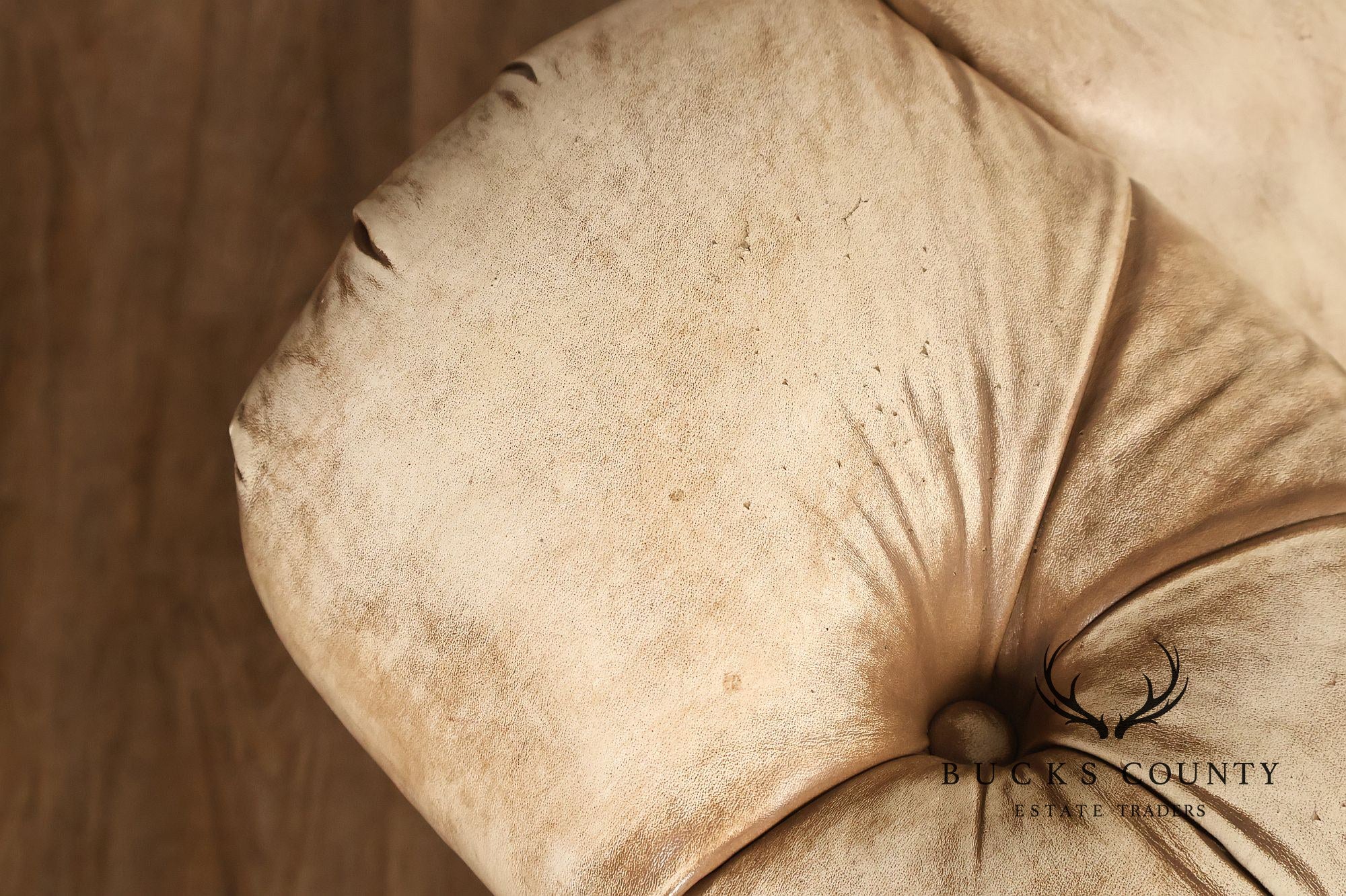 Chippendale Style Camelback Vintage Tufted Chesterfield Leather Sofa