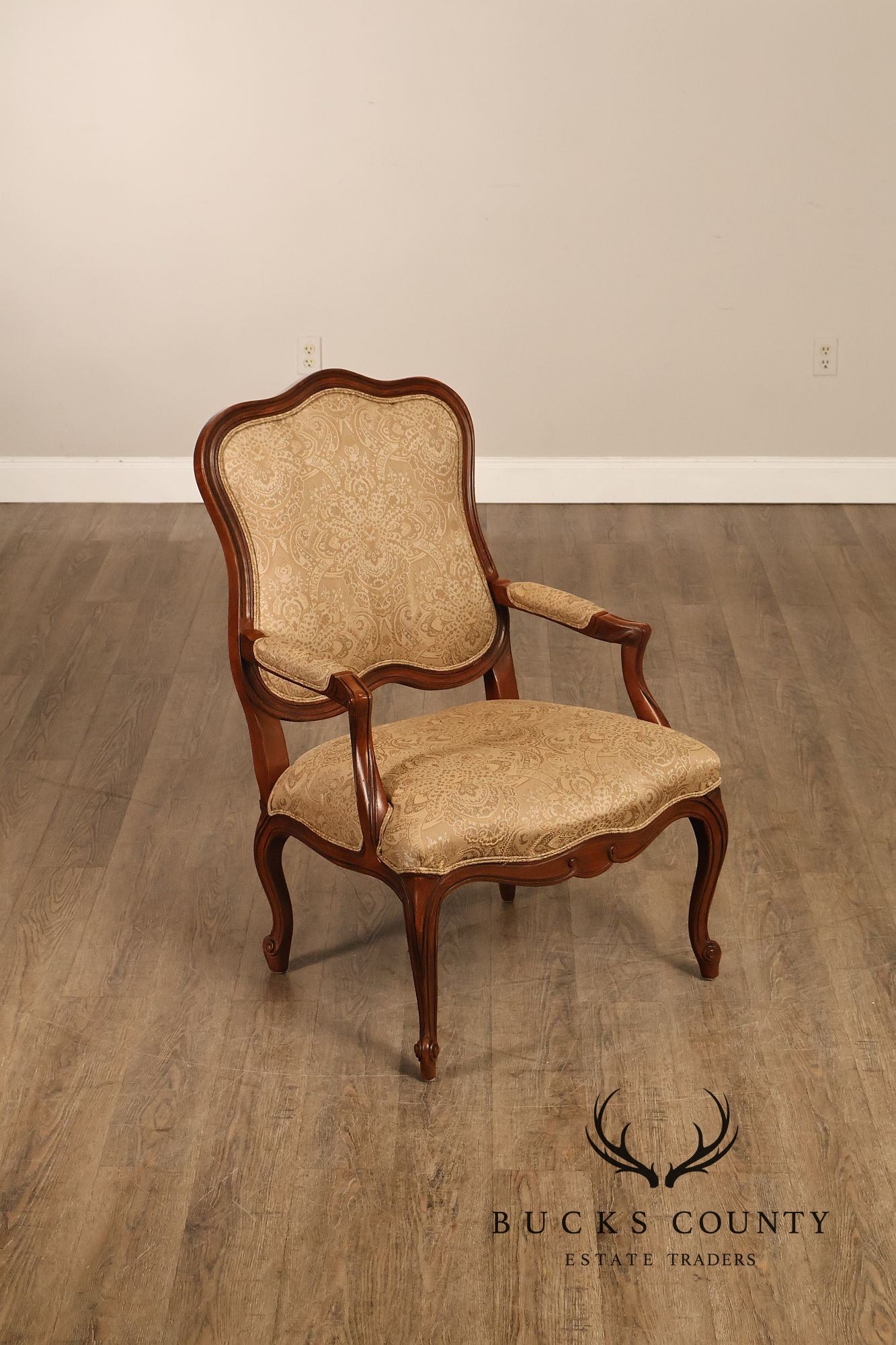 Ethan Allen French Louis XV Style Pair of Fauteuil Armchairs