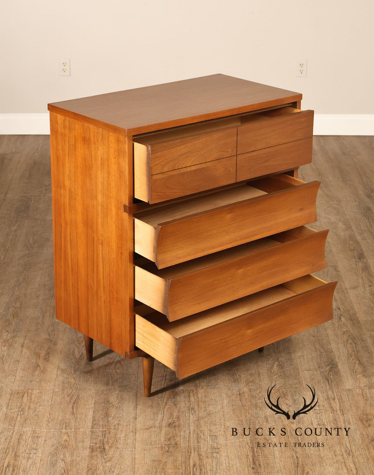 Johnson Carper Mid Century Modern Walnut Tall Chest