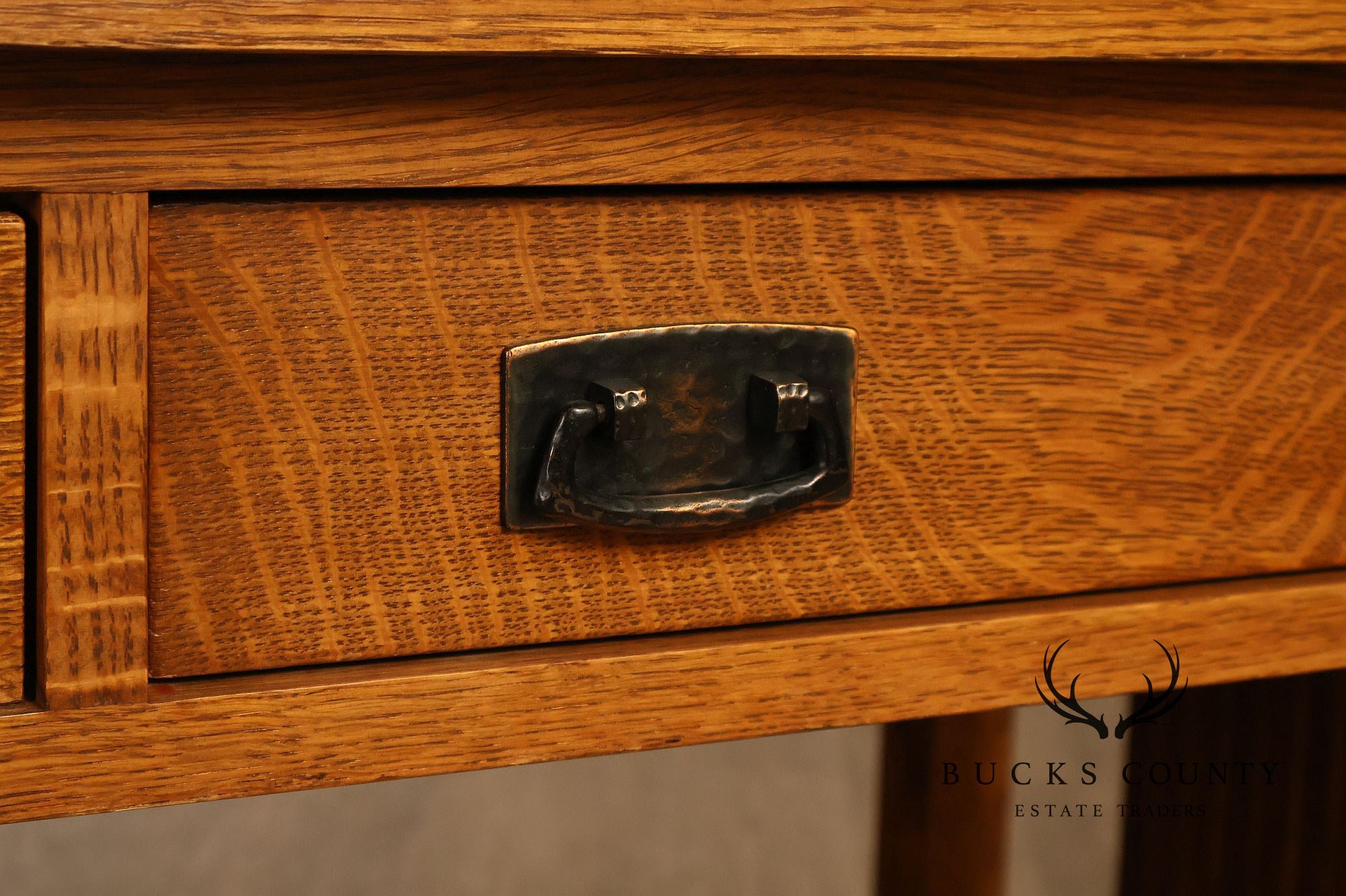 Stickley Mission Collection Oak Spindle Desk with Hutch
