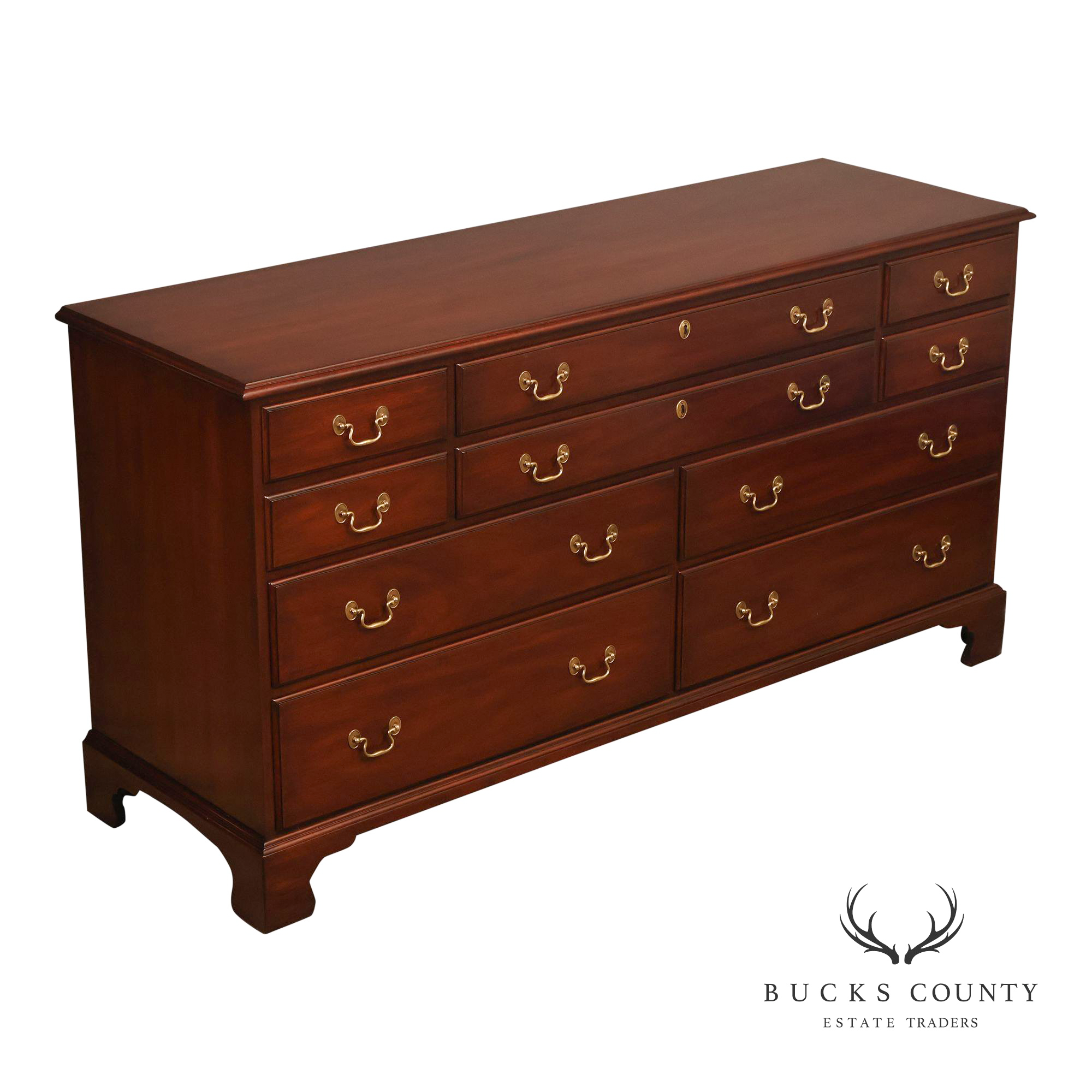 Henkel Harris Chippendale Style Mahogany Ten Drawer Bedroom Dresser