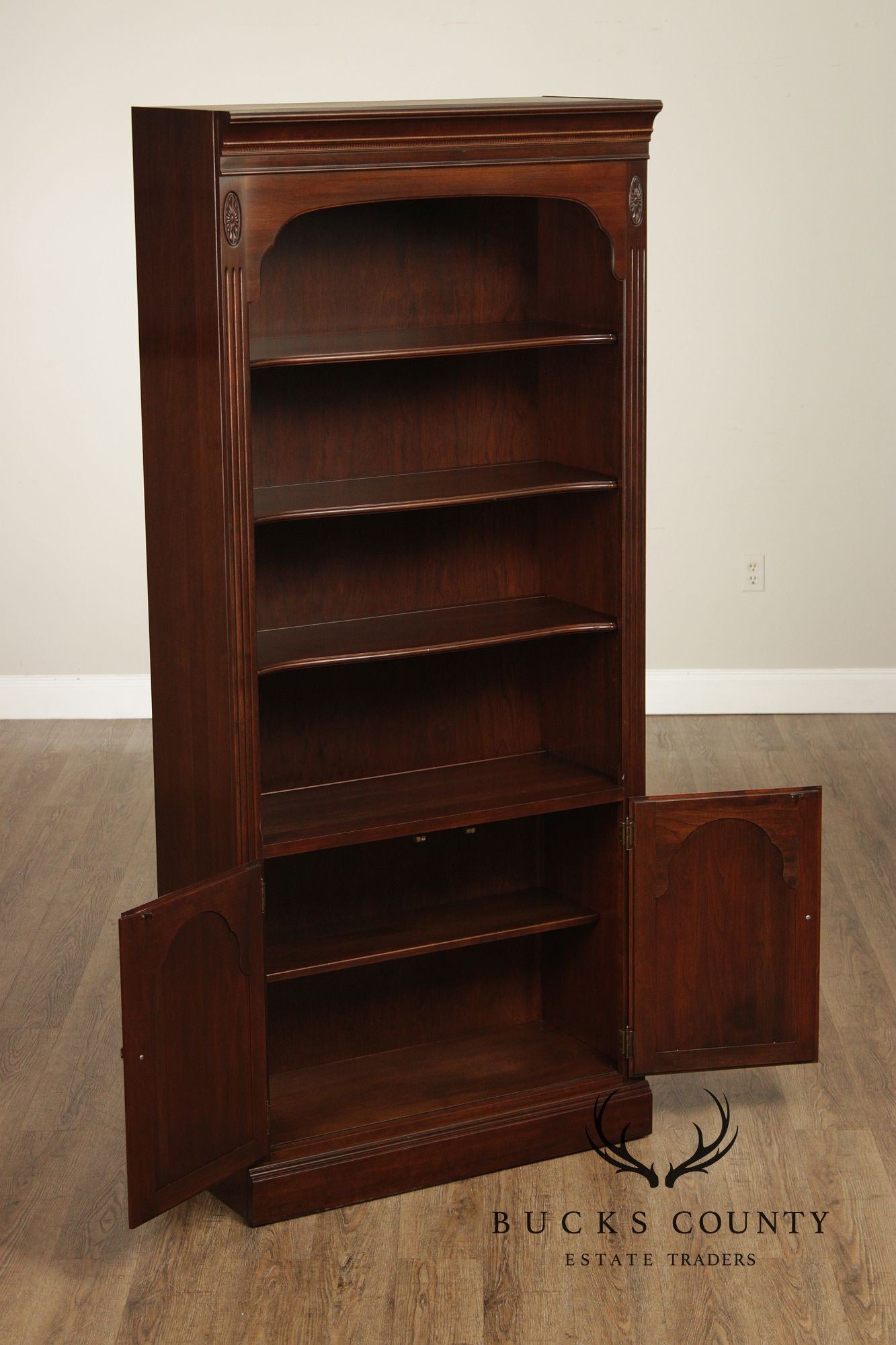 Ethan Allen Georgian Court Pair Of Cherry Tall Bookcases