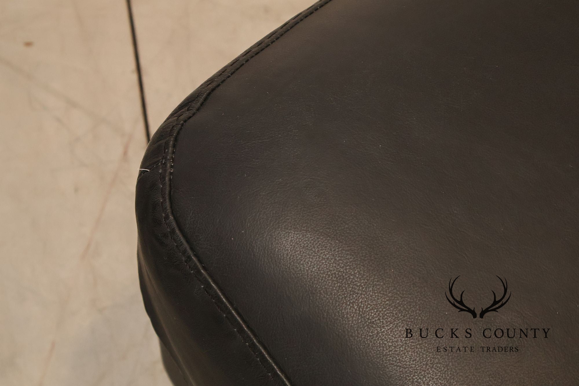 Brazialian Black Leather Modern Square Ottoman On Casters By Italsofa Bahia Ltda