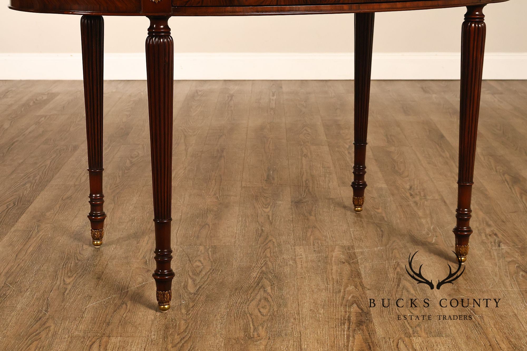 Maitland-Smith Regency Style Oval Leather Top Writing Table