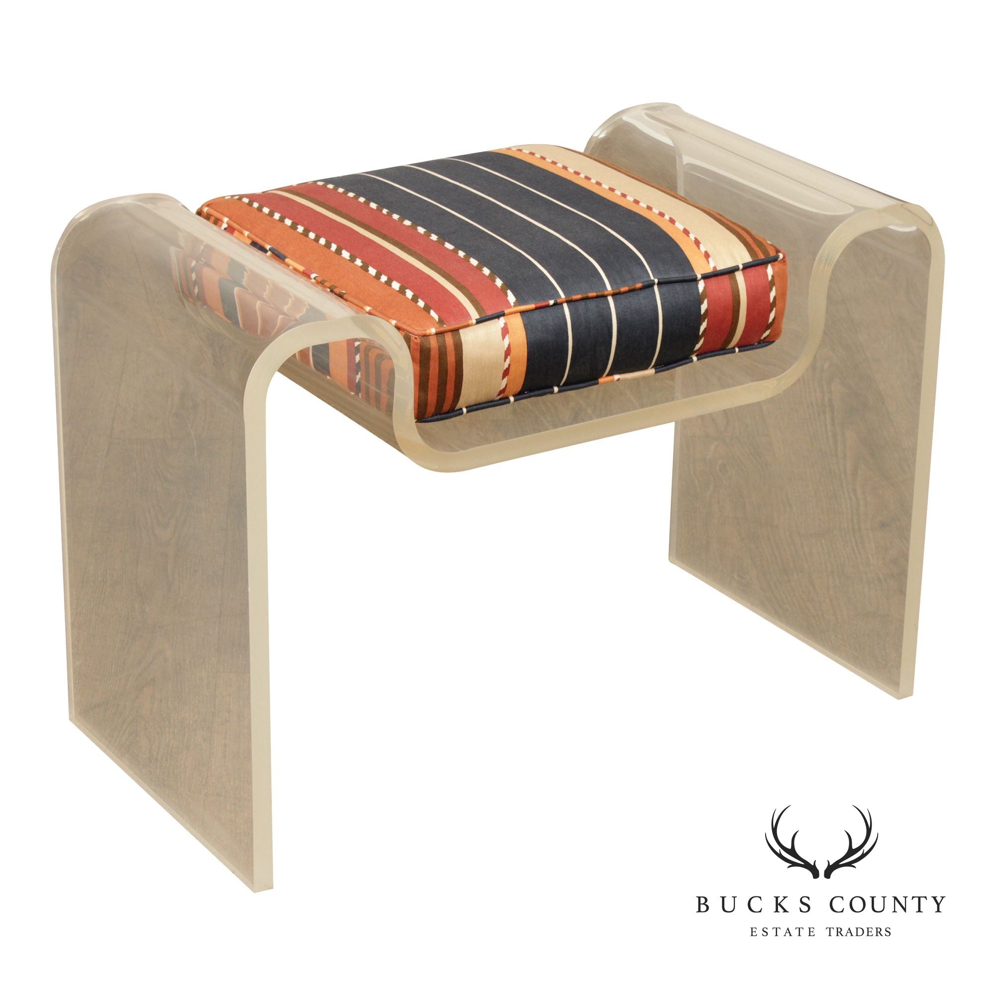 Karl Springer Attributed Modern Sculpted Lucite Stool