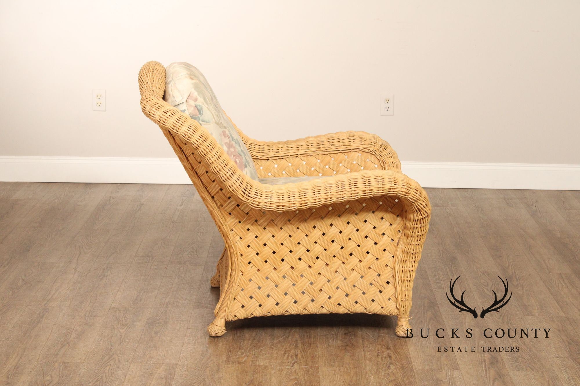 Quality Vintage Wicker Lounge Armchair