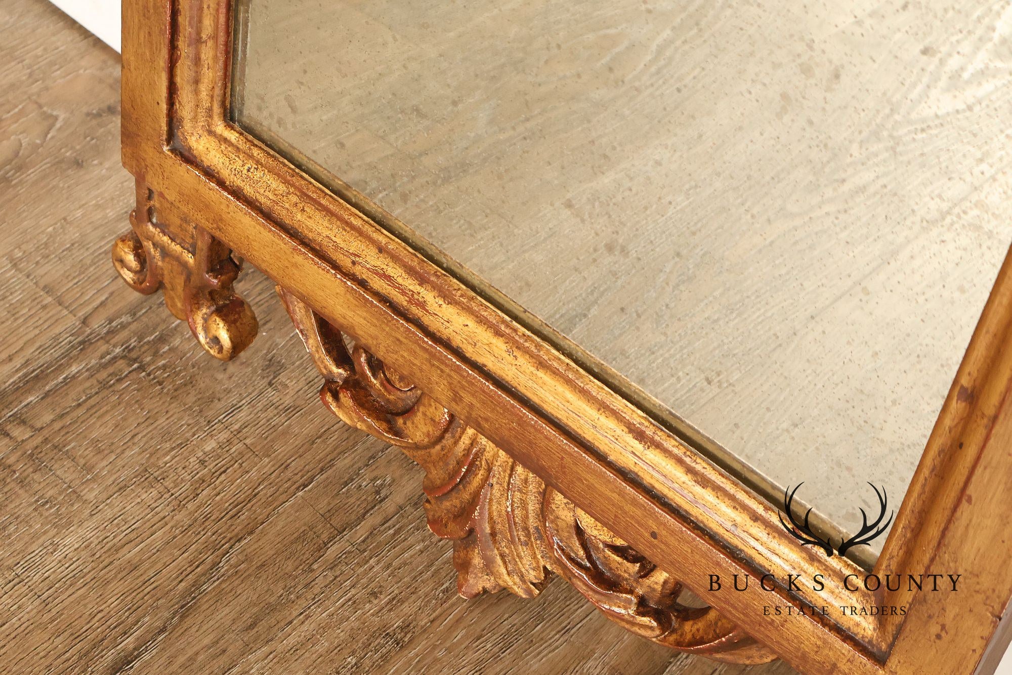 Italian Giltwood Narrow Vintage Wall Mirror Mirror