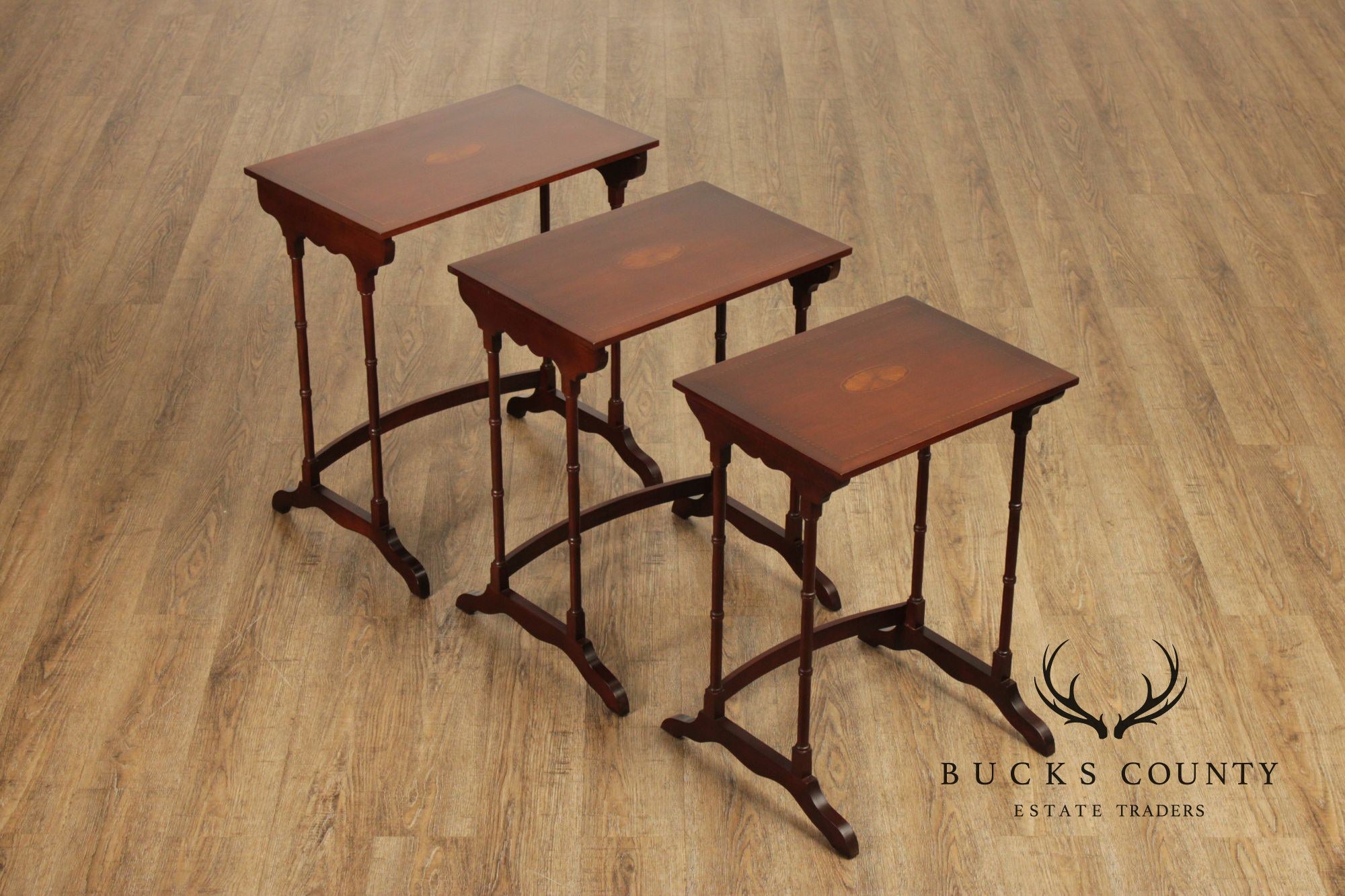 Colony Furniture Regency Style Inlaid Mahogany Nesting Tables