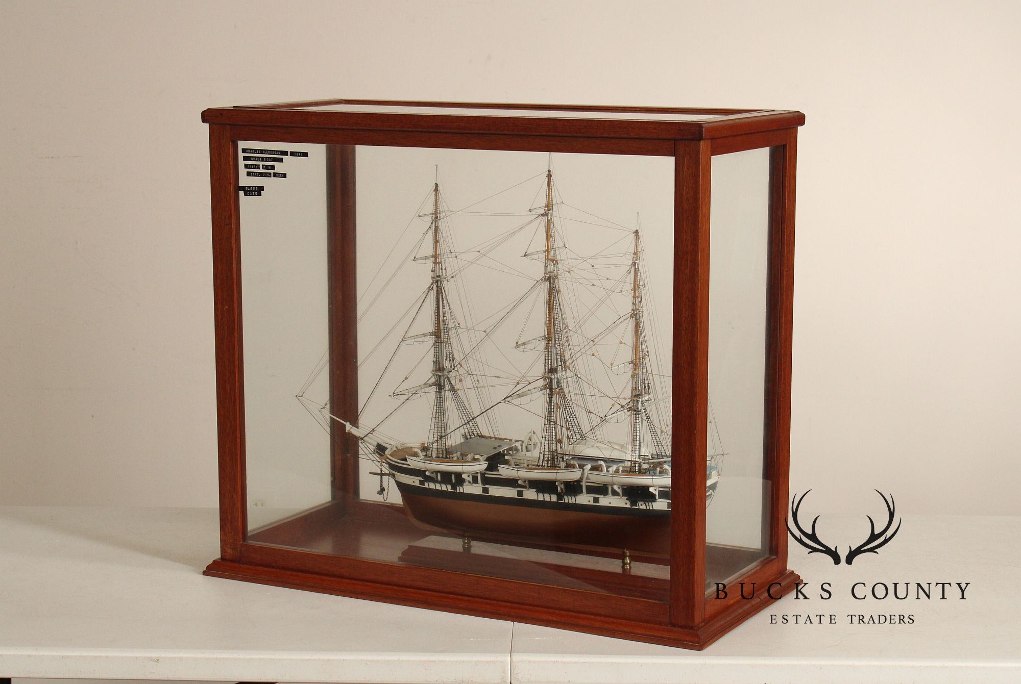 Charles W. Morgan 1841 Whaling Ship Wooden Model In Glass Display Case