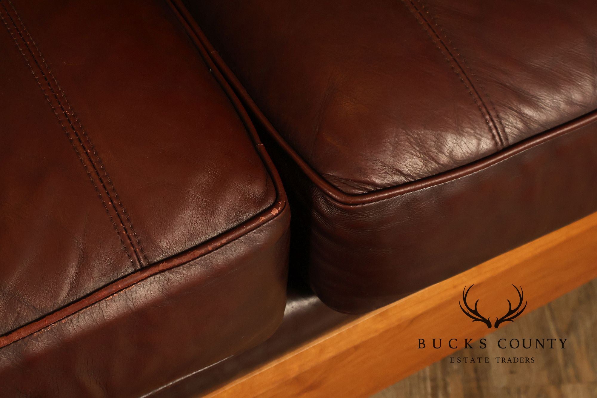 Stickley Mission Collection Cherry Wood Spindle Frame Leather Loveseat