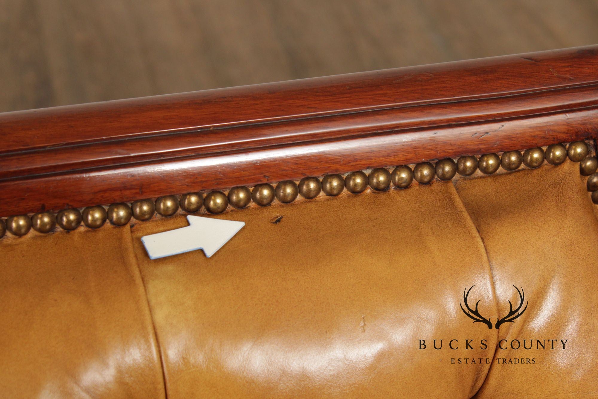 Antique English Regency Mahogany and Tufted Leather Sofa