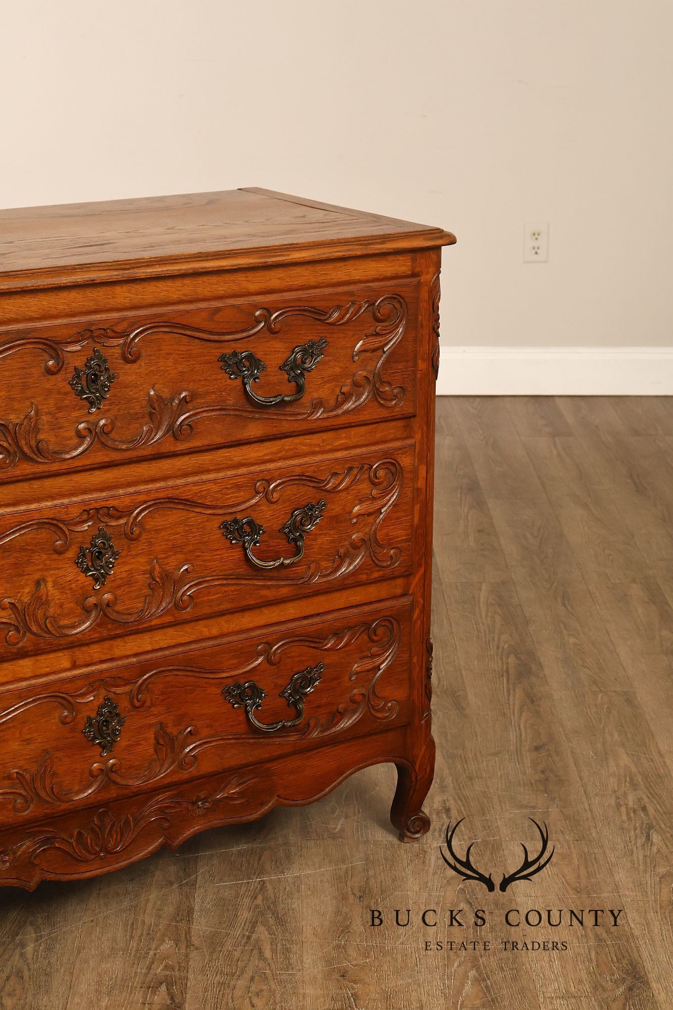 French Louis XV Style Carved Oak Chest Of Drawers