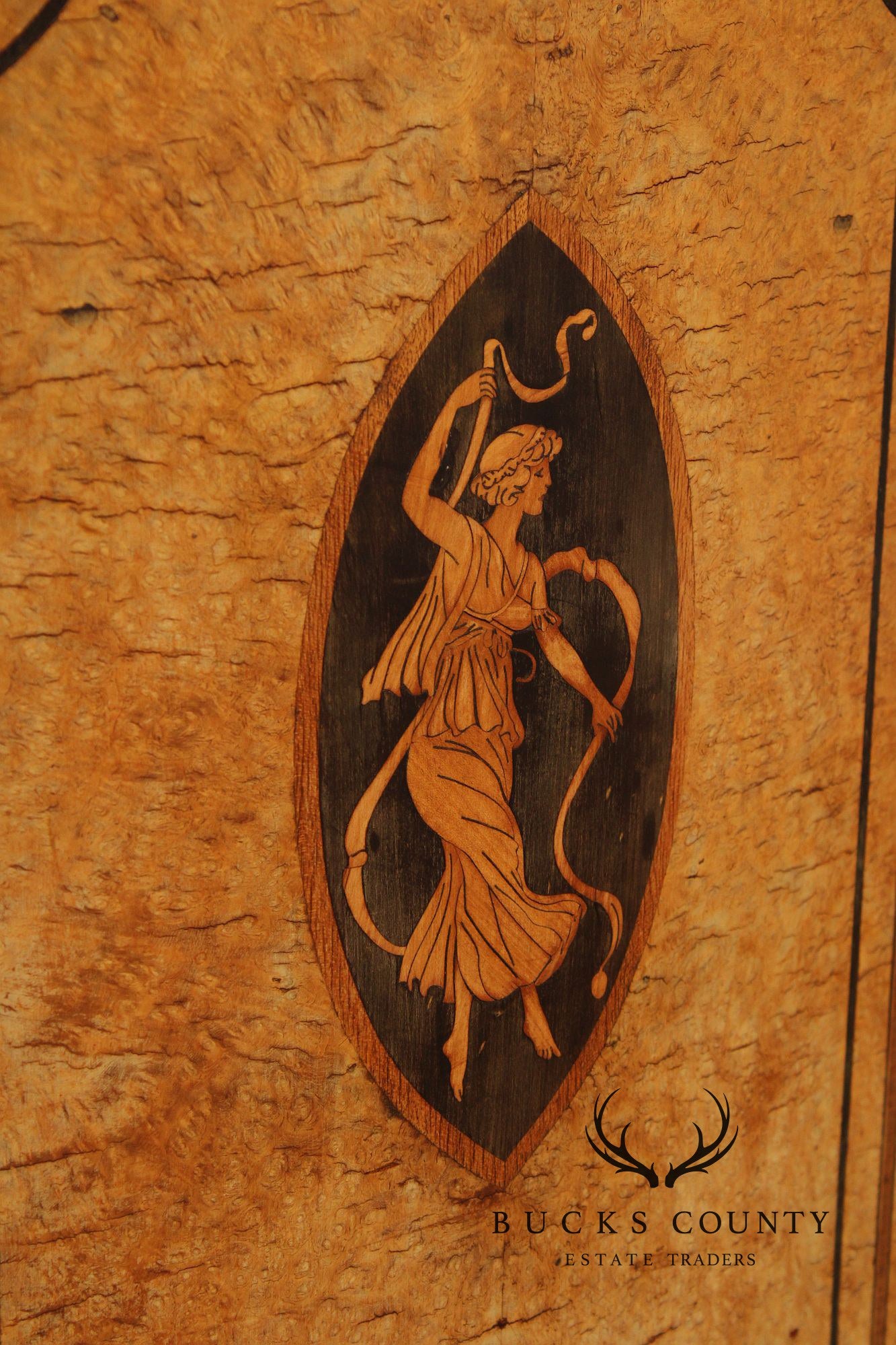 Antique French Louis XVI Style Burl Walnut Marble Top Buffet Hutch