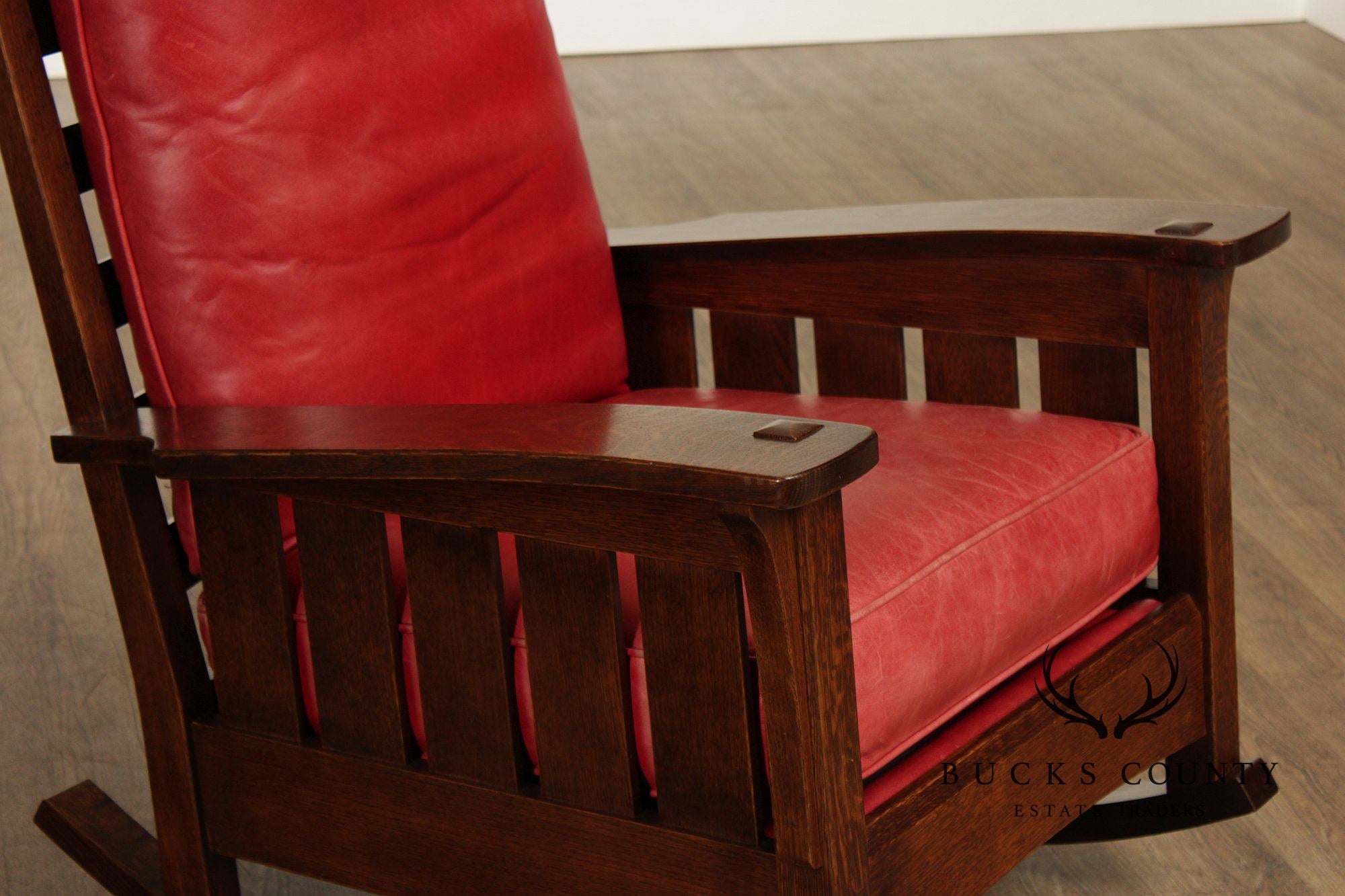 Stickley Mission Collection Oak And Leather Rocker