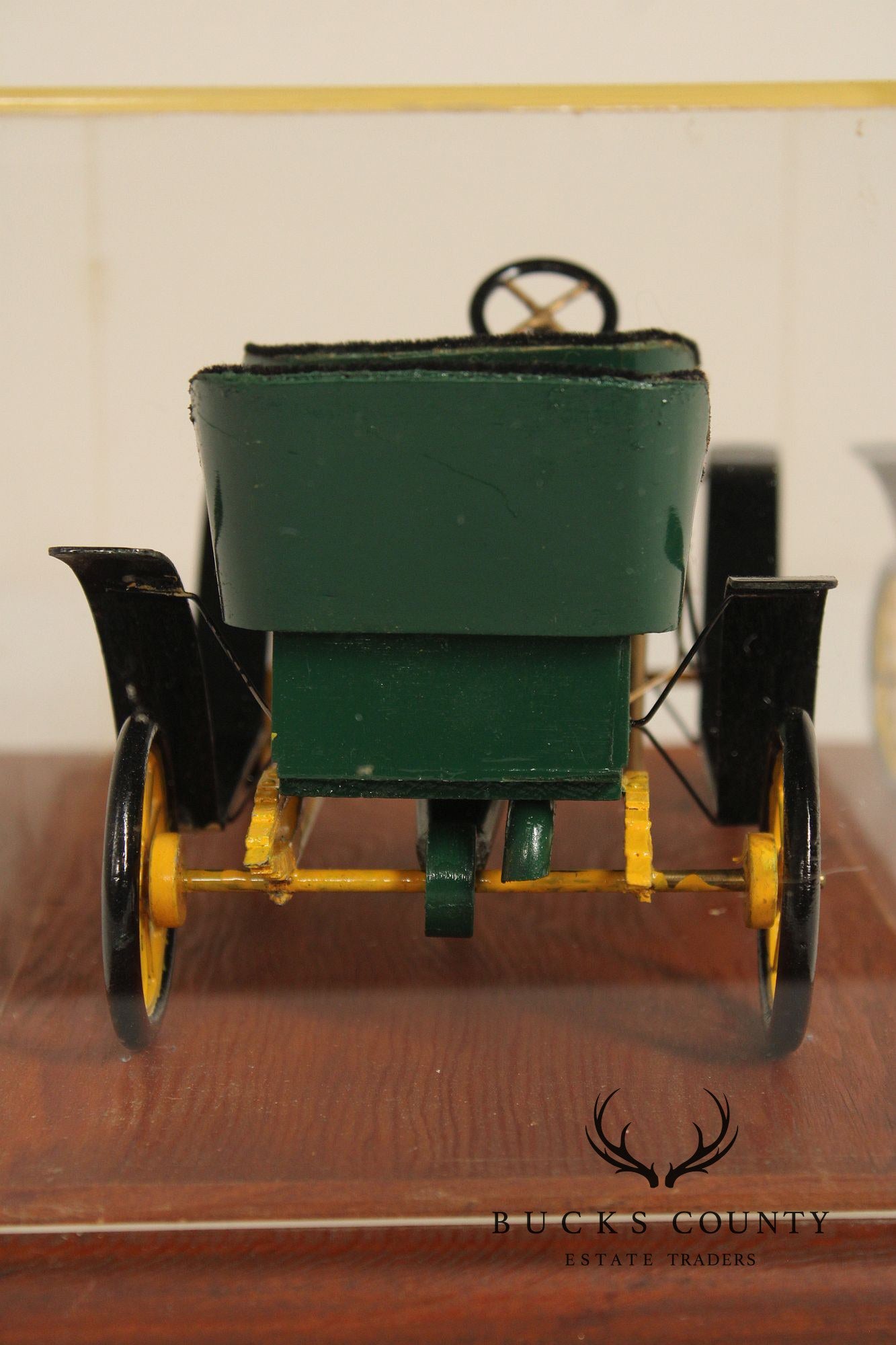 Philip Jacoby Carved Wood Stanley Steamer Automobile in Display Case