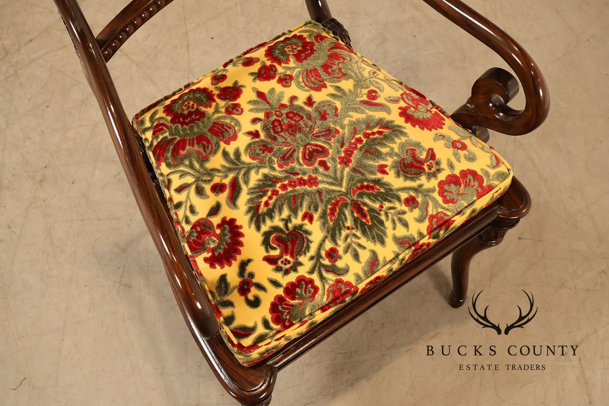Smith & Watson Pair of Carved Mahogany Armchairs