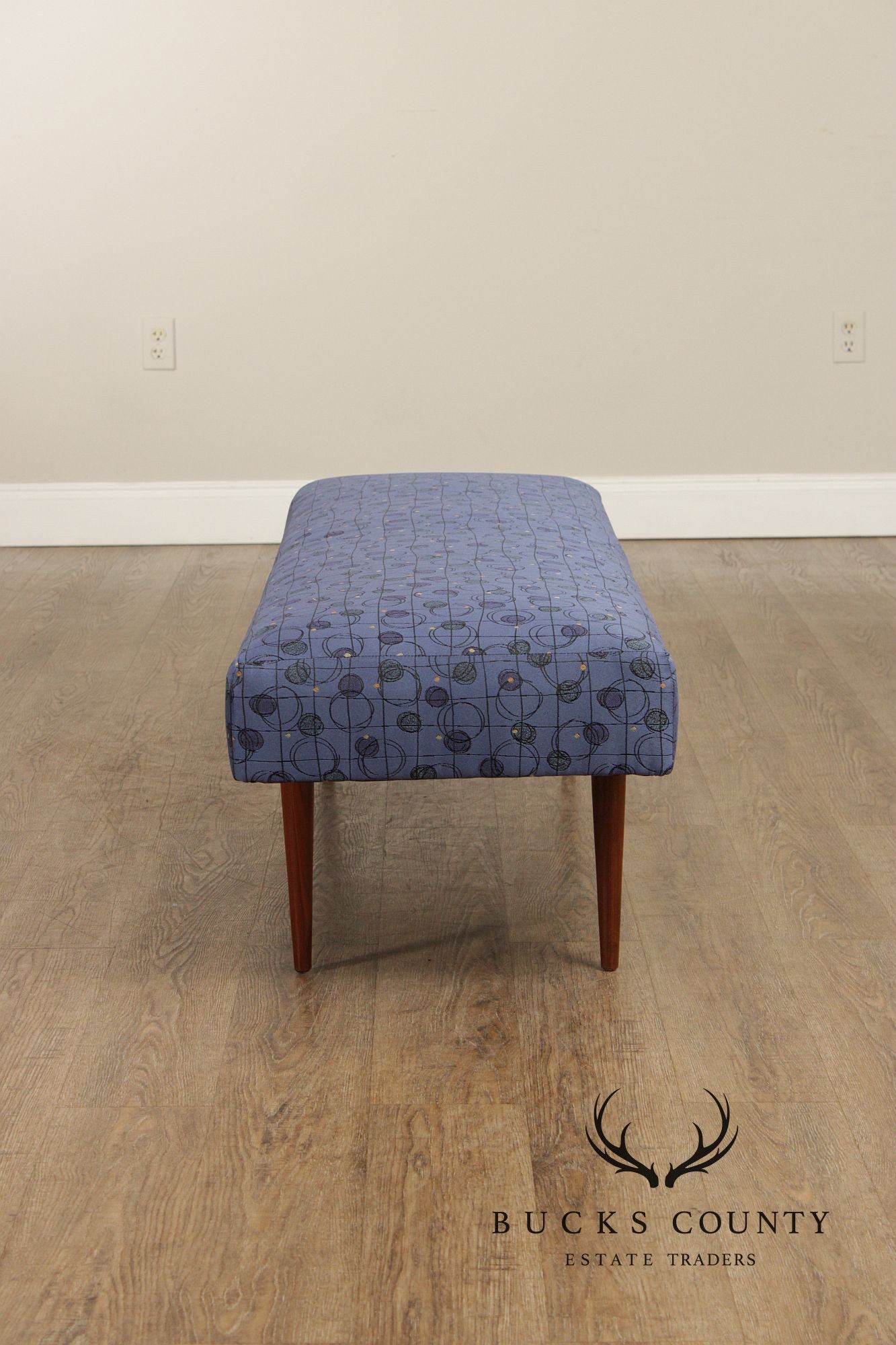 Mid Century Modern Upholstered Walnut Bench