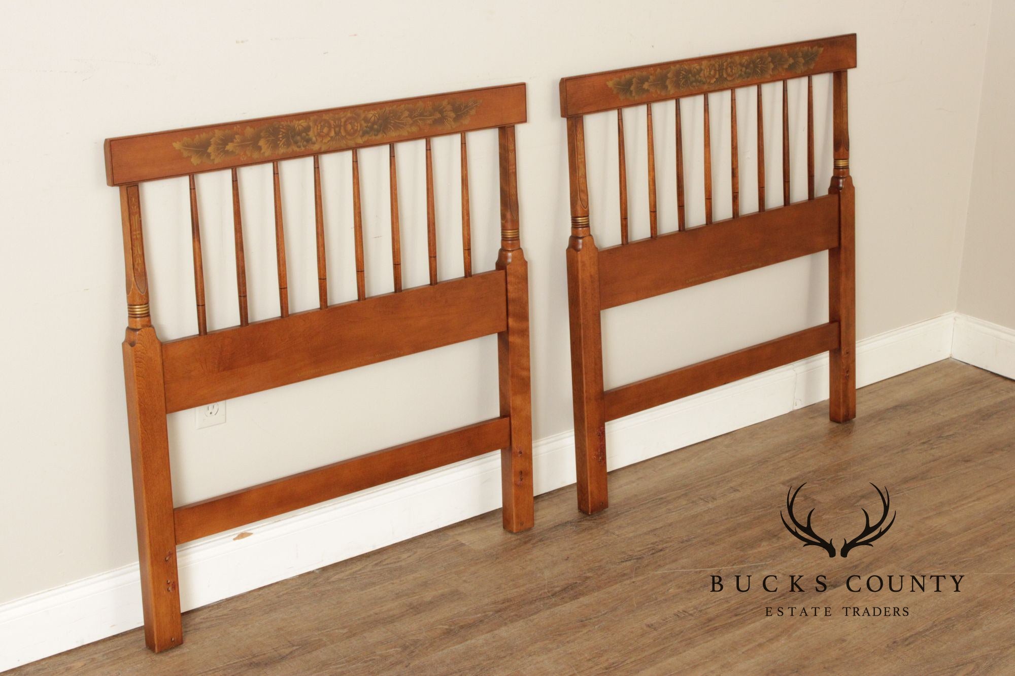 Hitchcock Early American Style Pair of Painted Twin Headboards