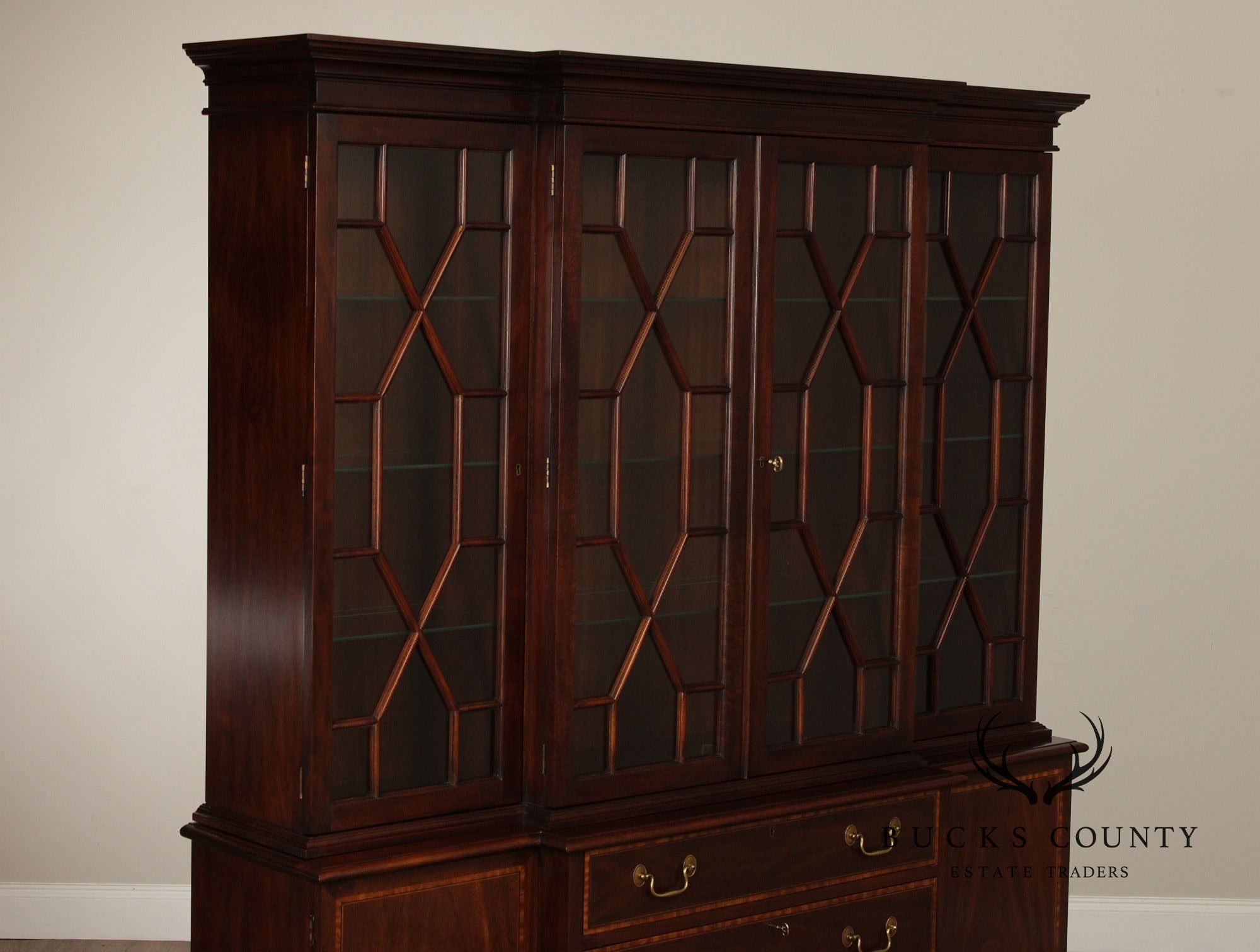 Henkel Harris Chippendale Style Mahogany Breakfront