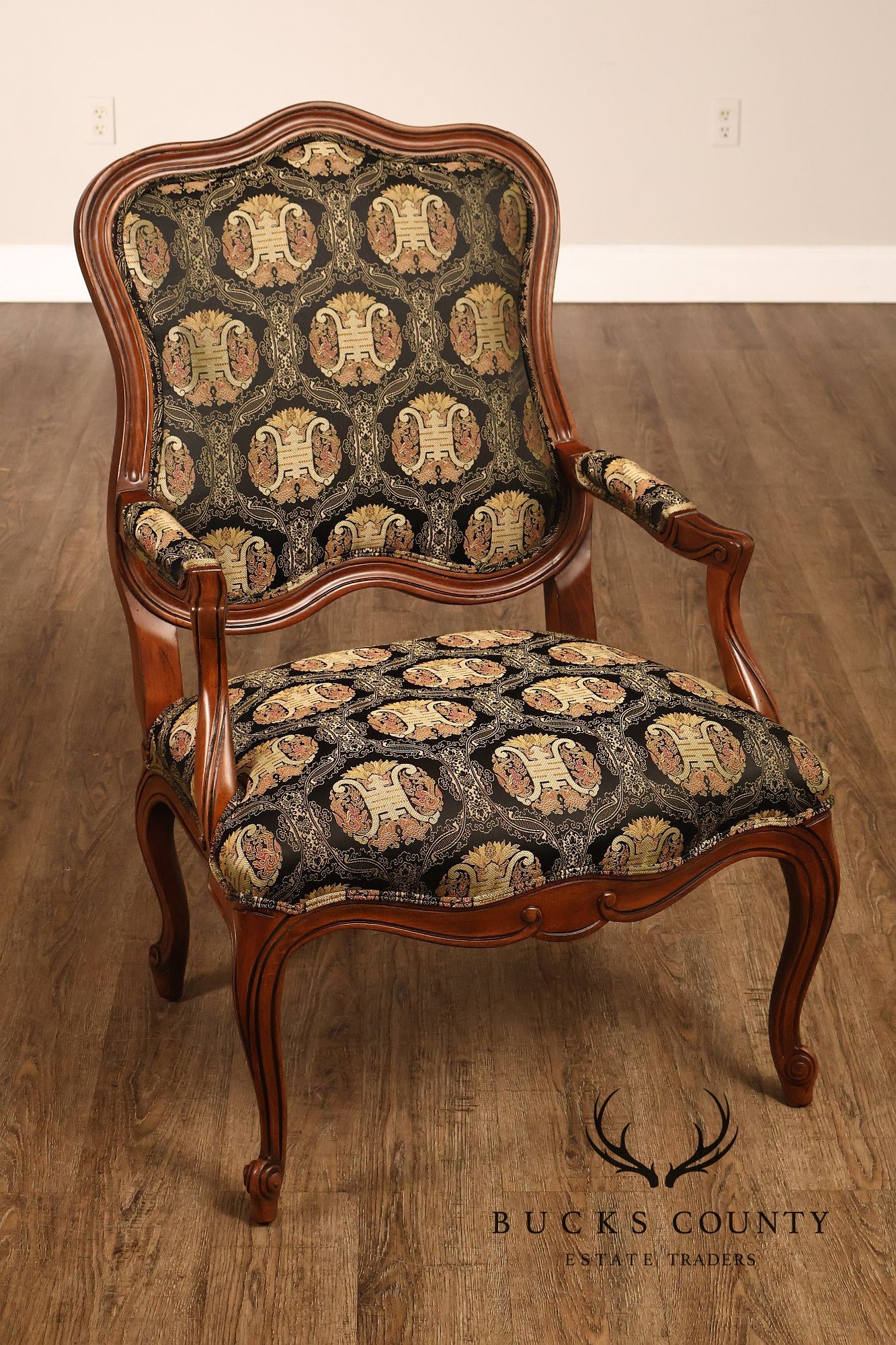 Ethan Allen French Louis XV Style Pair of Fauteuil Armchairs