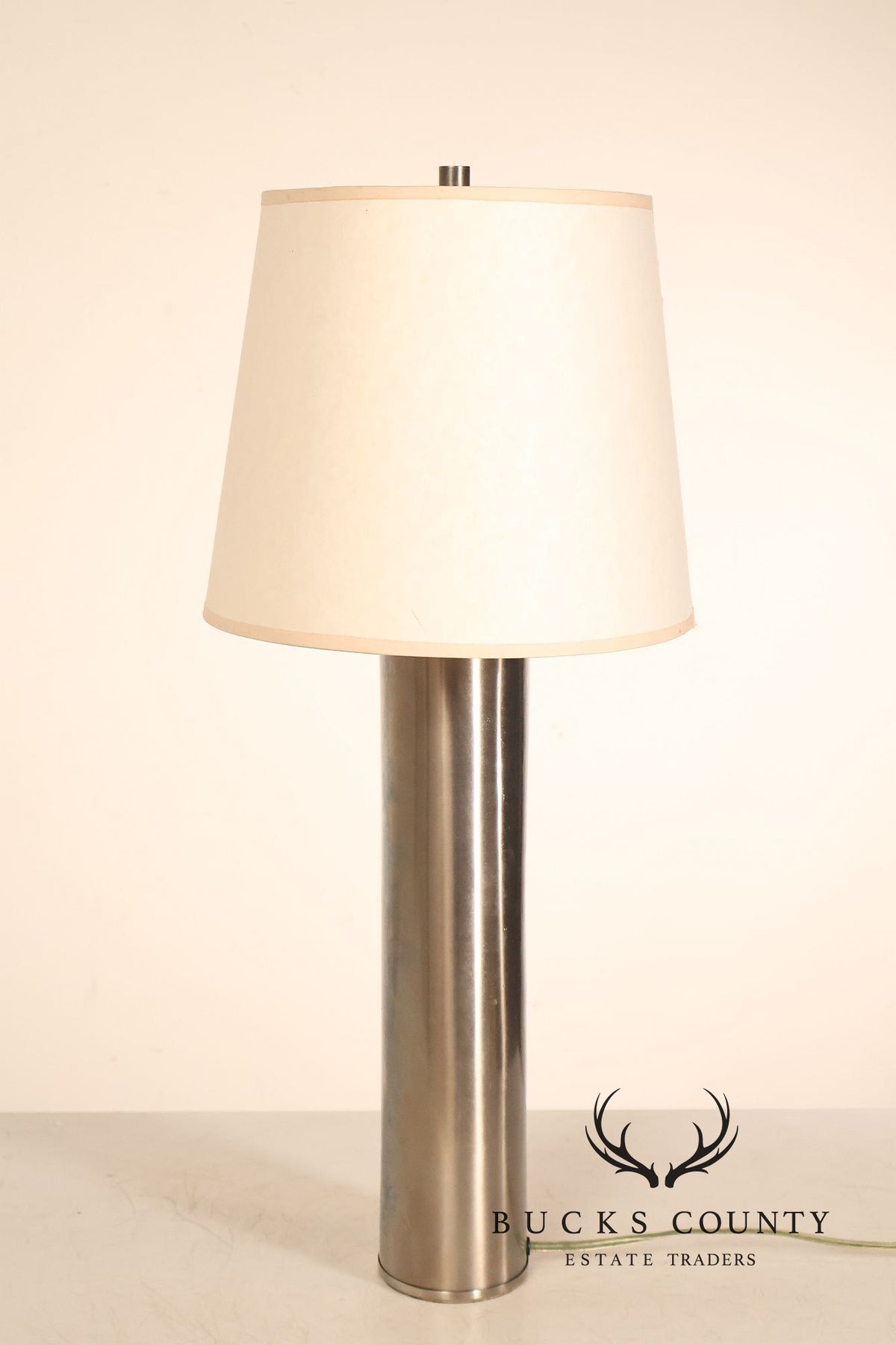 Comfort Co. Modernist Pair of Cylindrical Metal Table Lamps