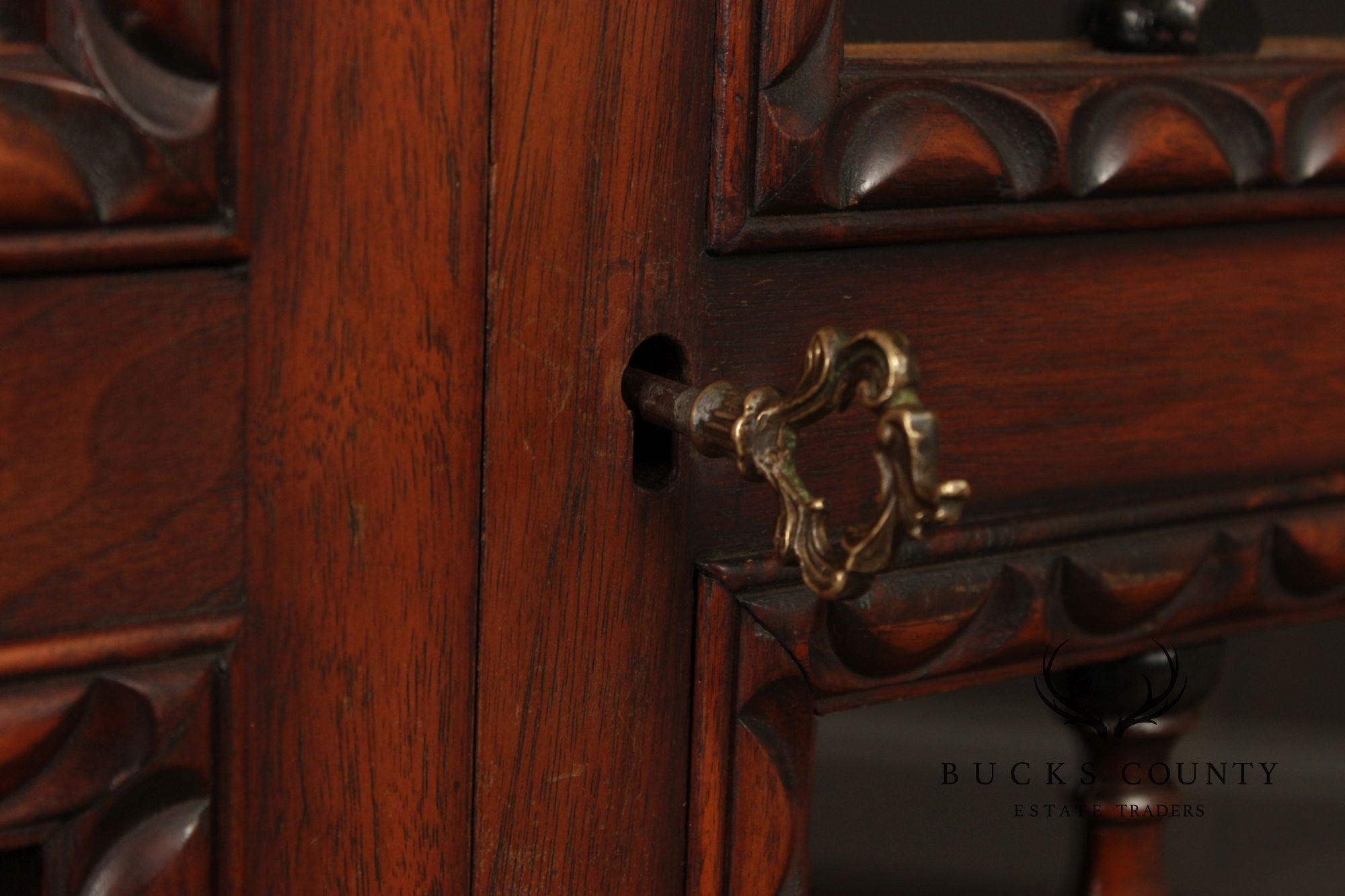 Kittinger Vintage 1930's Spanish Revival Style Walnut Bookcase Cabinet