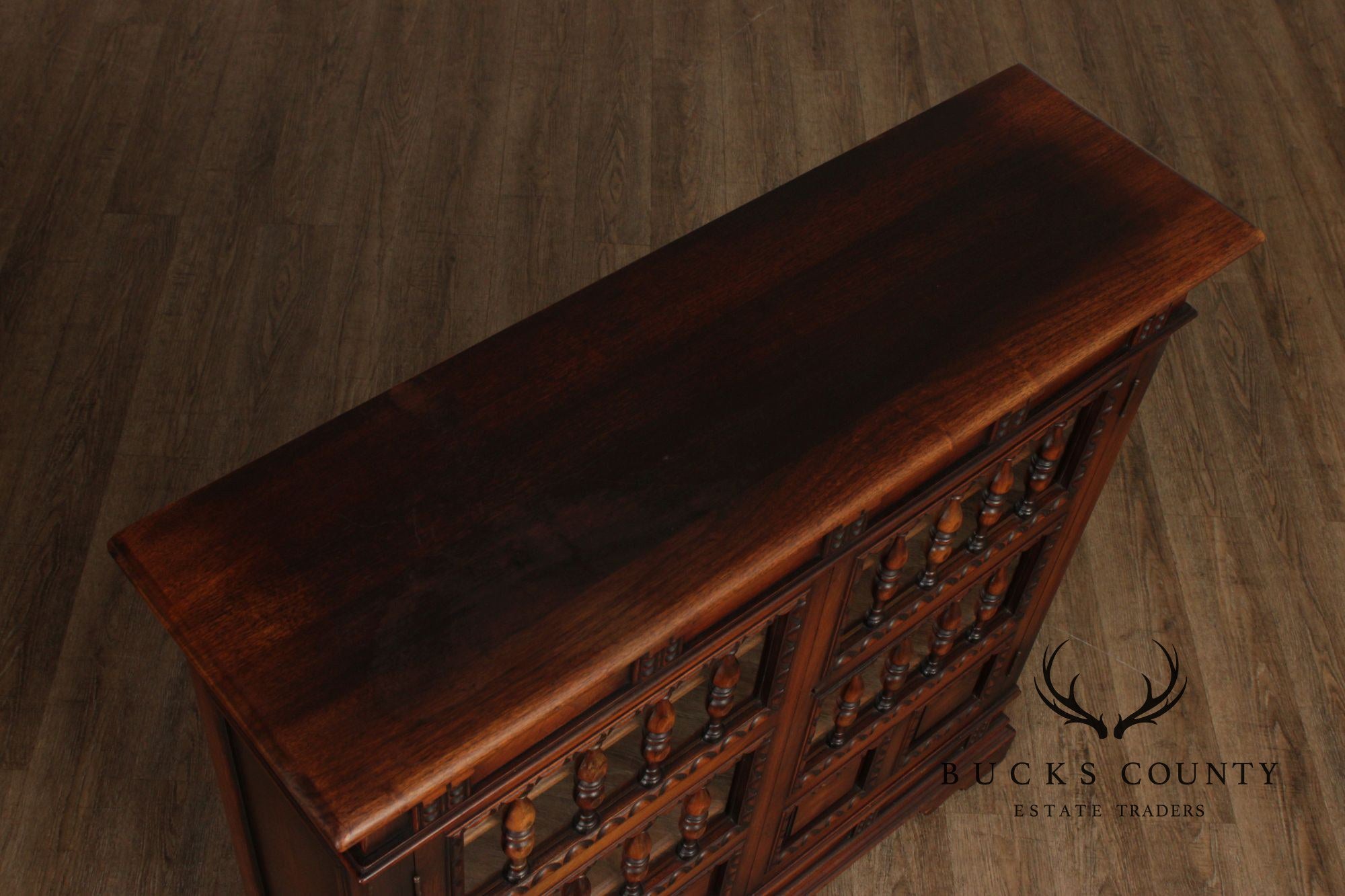 Kittinger Vintage 1930's Spanish Revival Style Walnut Bookcase Cabinet