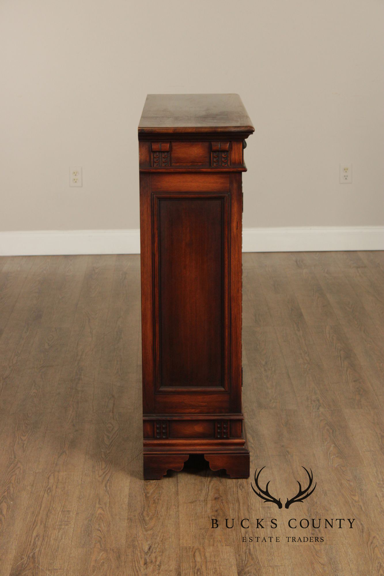 Kittinger Vintage 1930's Spanish Revival Style Walnut Bookcase Cabinet