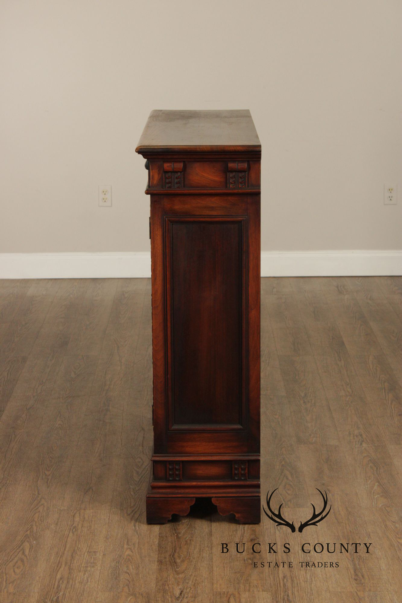 Kittinger Vintage 1930's Spanish Revival Style Walnut Bookcase Cabinet